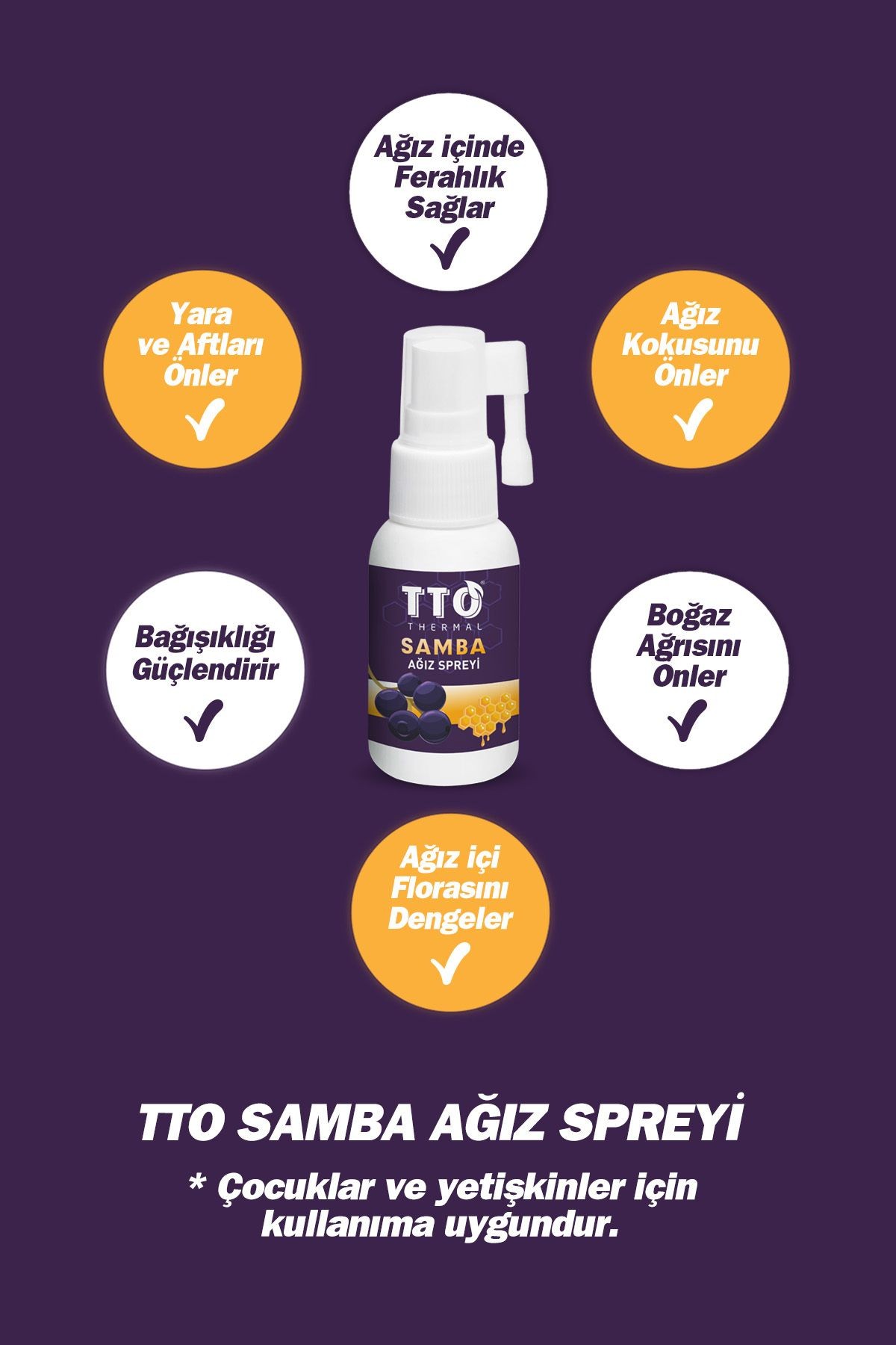 TTO Samba Ağız Spreyi 30 ml (Sambucus, Propolis, Çay Ağacı Yağ, Kara Mürver)