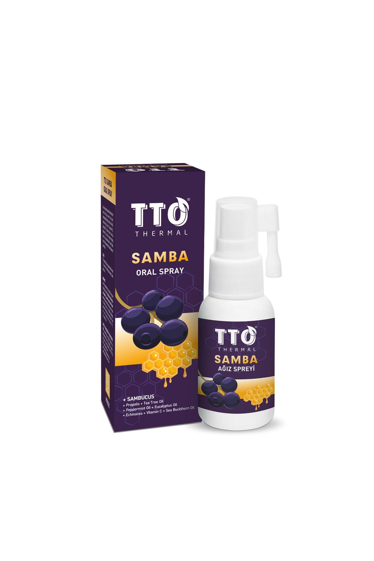 TTO Samba Ağız Spreyi 30 ml (Sambucus, Propolis, Çay Ağacı Yağ, Kara Mürver)