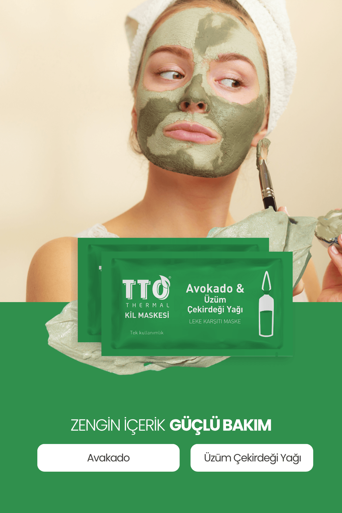 TTO THERMAL Avokado ve Üzüm Çekirdeği Yağ İçeren Kil Maskesi