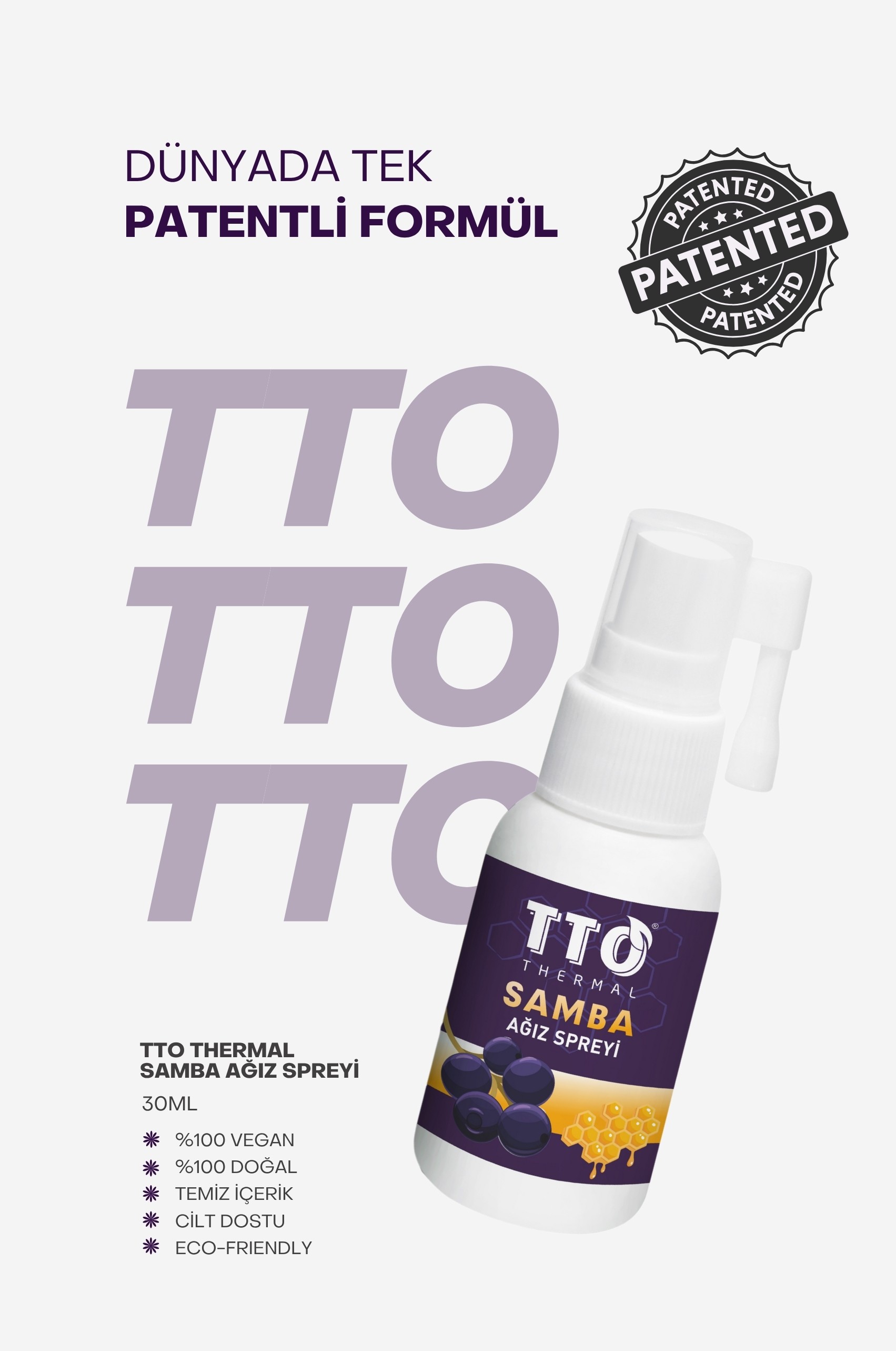 TTO Samba Ağız Spreyi 30 ml (Sambucus, Propolis, Çay Ağacı Yağ, Kara Mürver)