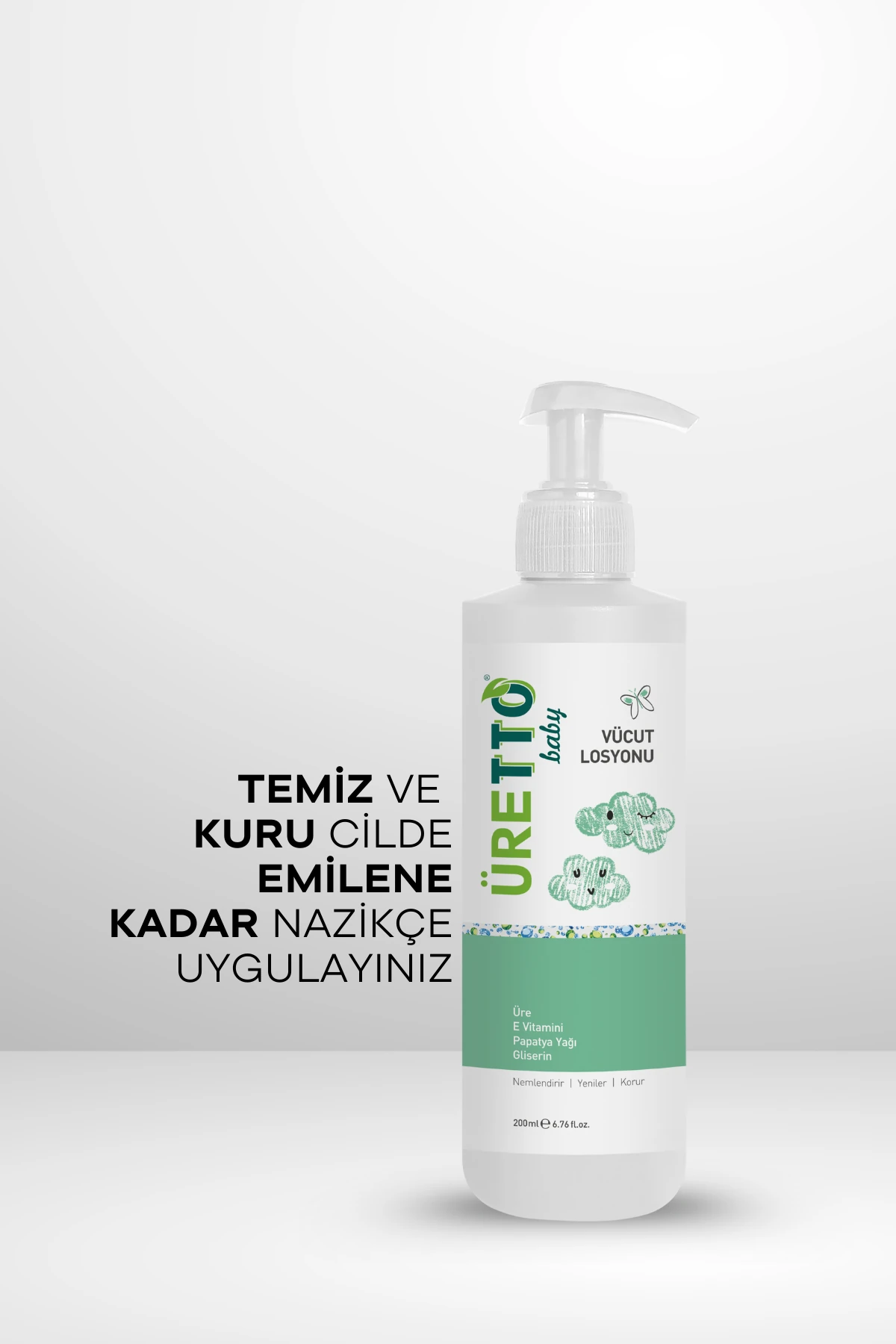 TTO Üretto Baby Vücut Losyonu 200 ml - Hassas Ciltler İçin Nemlendirici ve Yatıştırıcı Bebek Bakımı