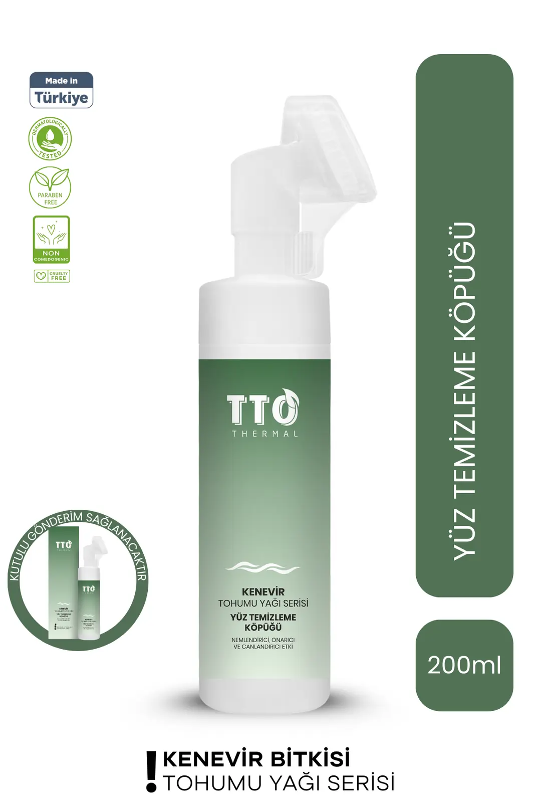 TTO TERMAL KENEVİR TOHUMU YAĞI YÜZ TEMİZLEME KÖPÜĞÜ 200ML