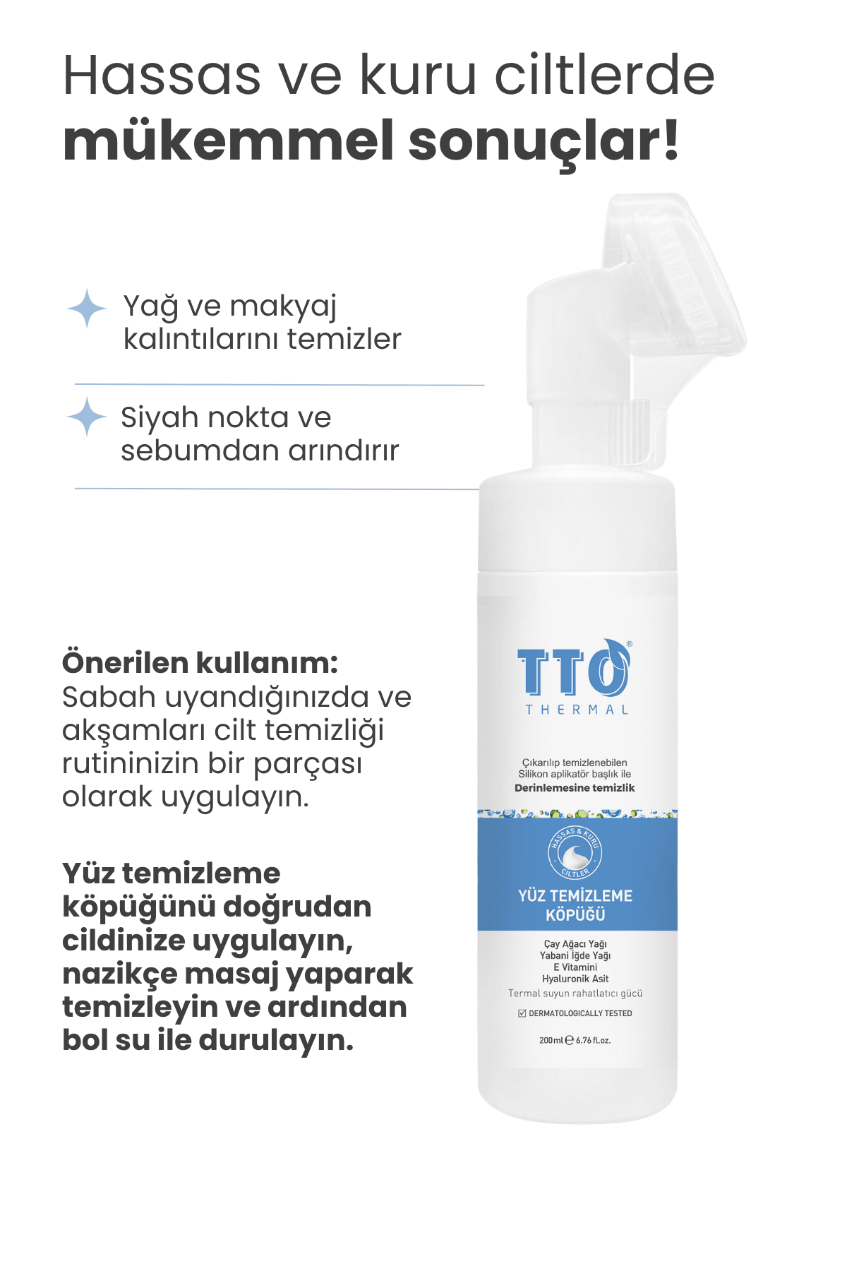 TTO Yüz Temizleme Köpüğü 200 Ml ( Aplikatörlü ) (Çay Ağacı Yağı / Tea Tree Oil )