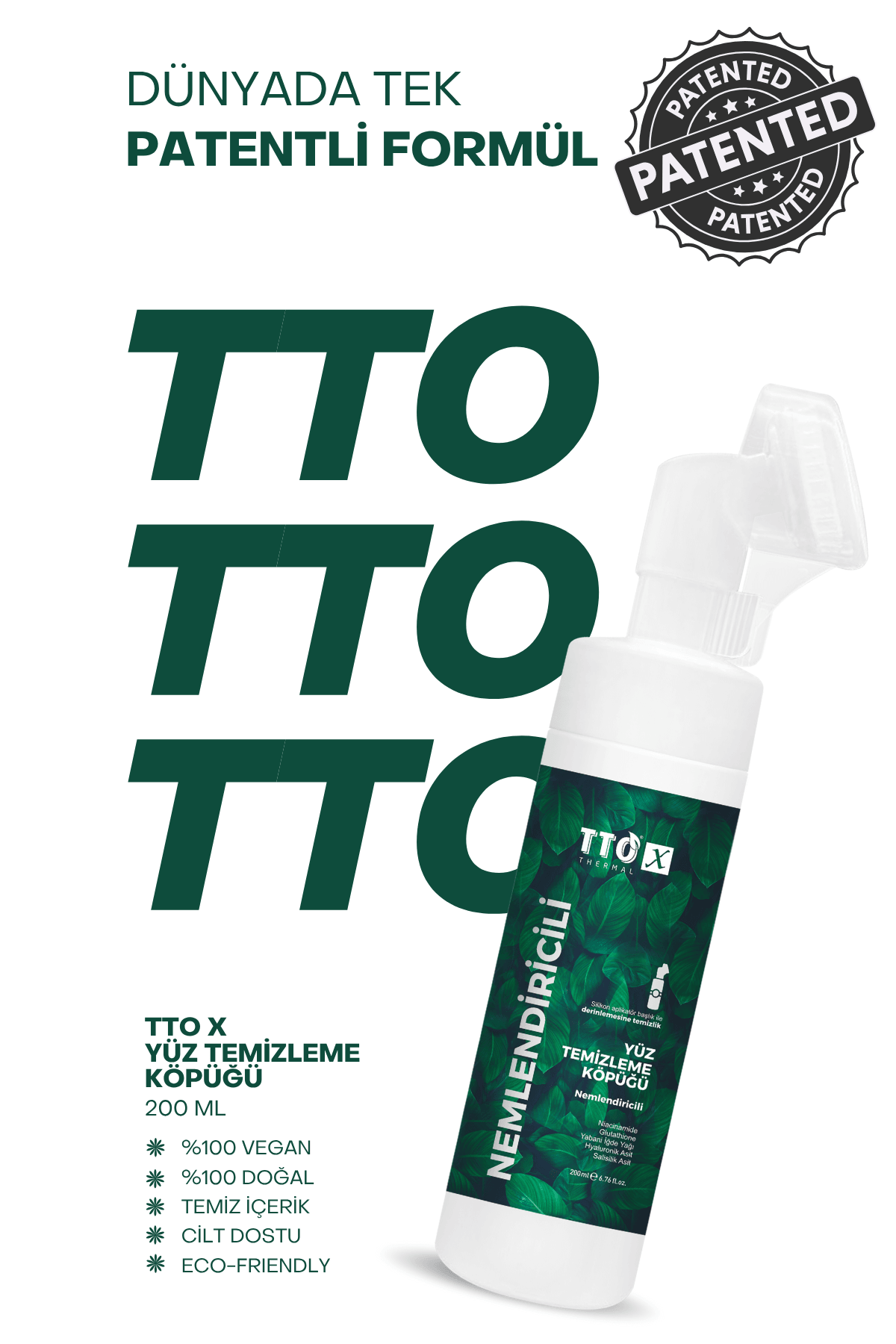 TTO-X Nemlendirici Yüz Köpüğü 200 ml – Lansman Fiyatı
