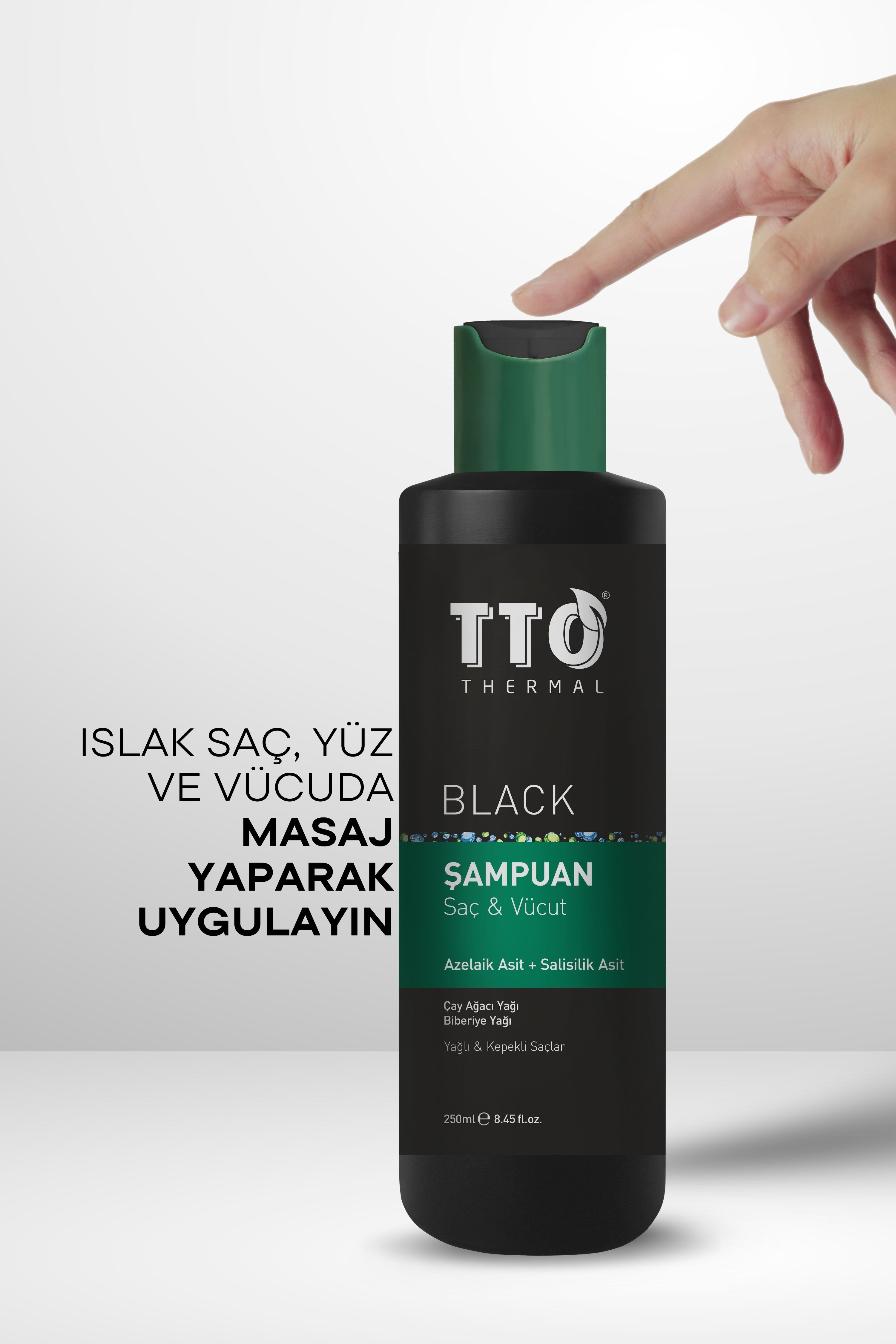 TTO Thermal Black Arındırıcı Bitkisel Şampuan 250 ml – Kepek Karşıtı & Yağ Dengeleyici