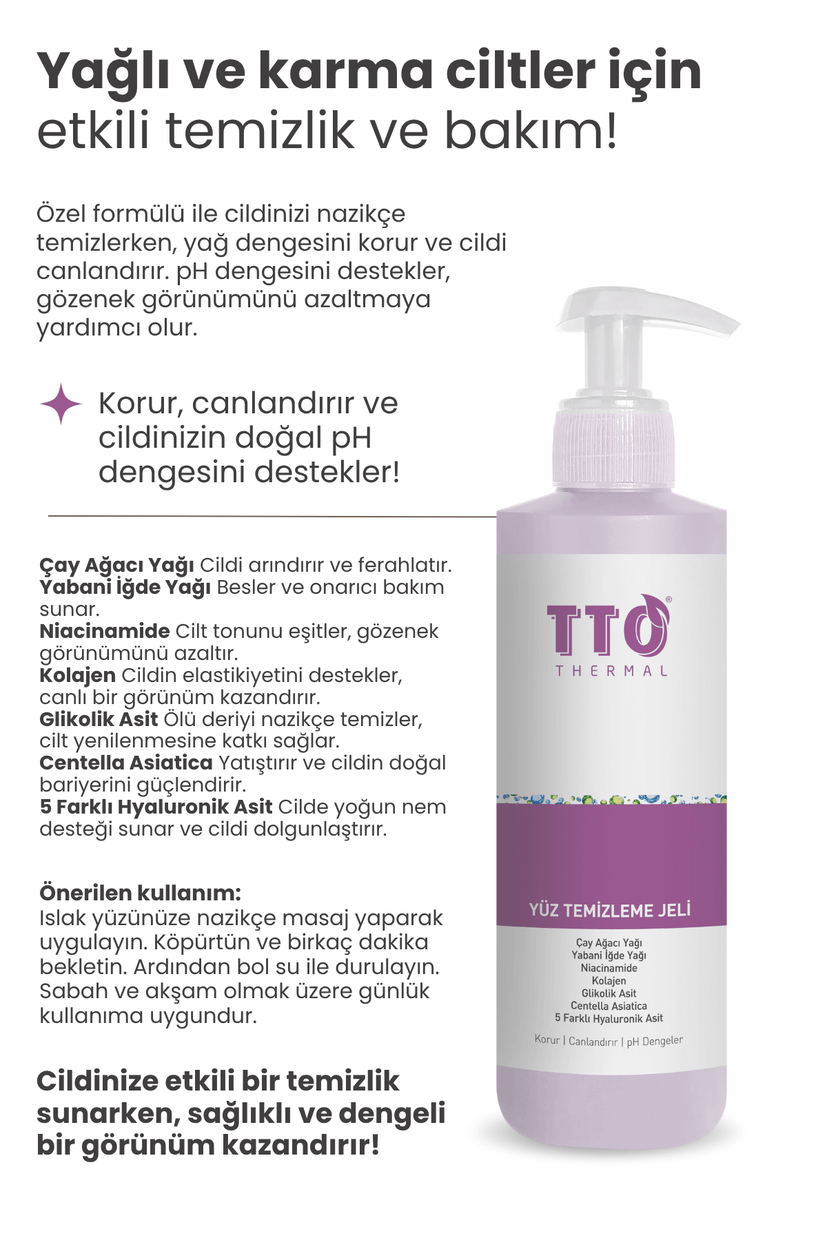 TTO Yüz Temizleme Jeli 200 ml Normal, Akneli, Rozalı Ciltlerde (Çay Ağacı Yağı / Tea Tree Oıl)