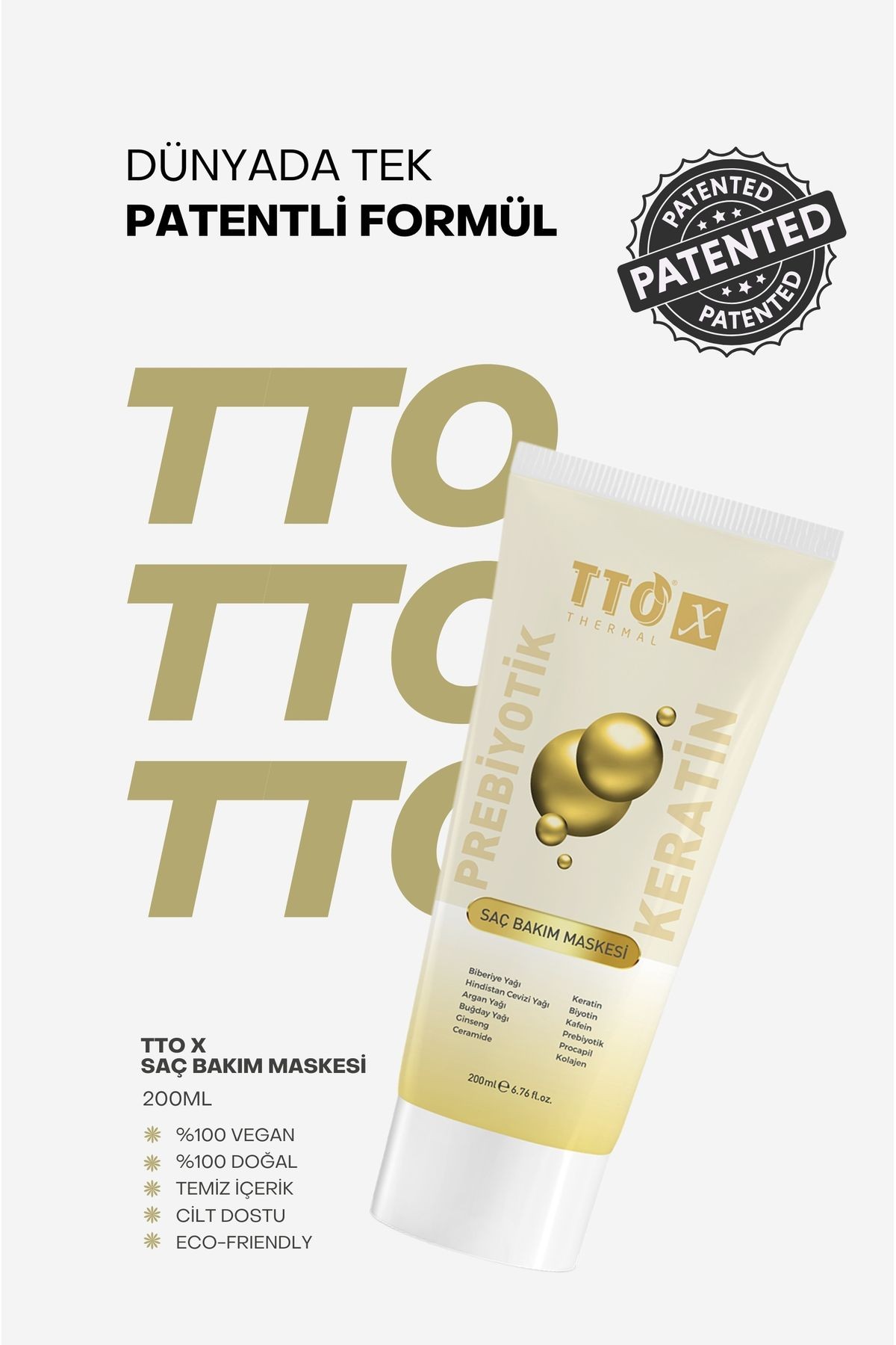 X Prebiyotik Saç Bakım Maskesi Biberiye Yağı Keratin Argan Yağı Biyotin