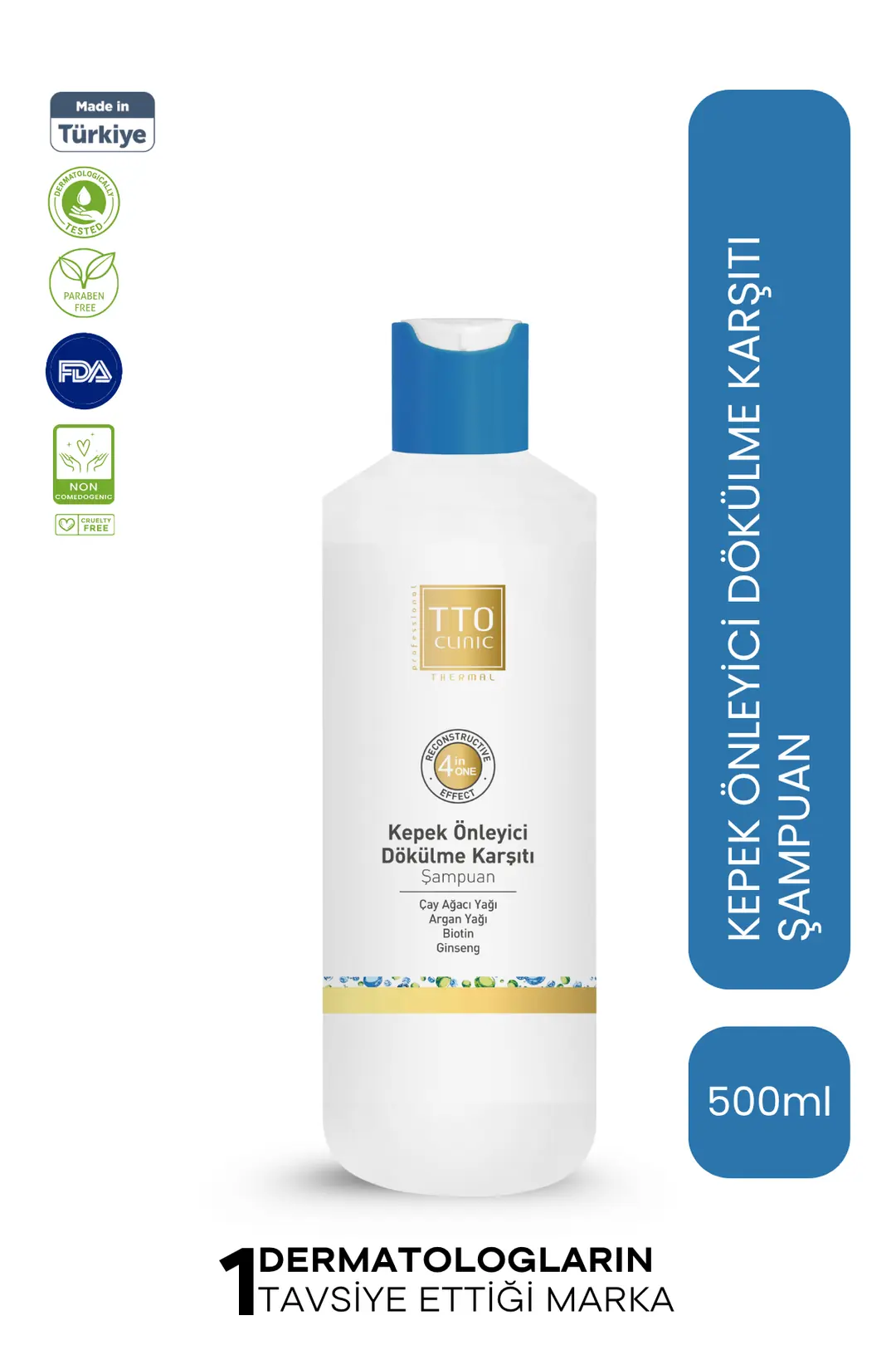 TTO Clinic Kepek Önleyici Dökülme Önleyici Şampuan 500 ml Arındırıcı ve Güçlendirici