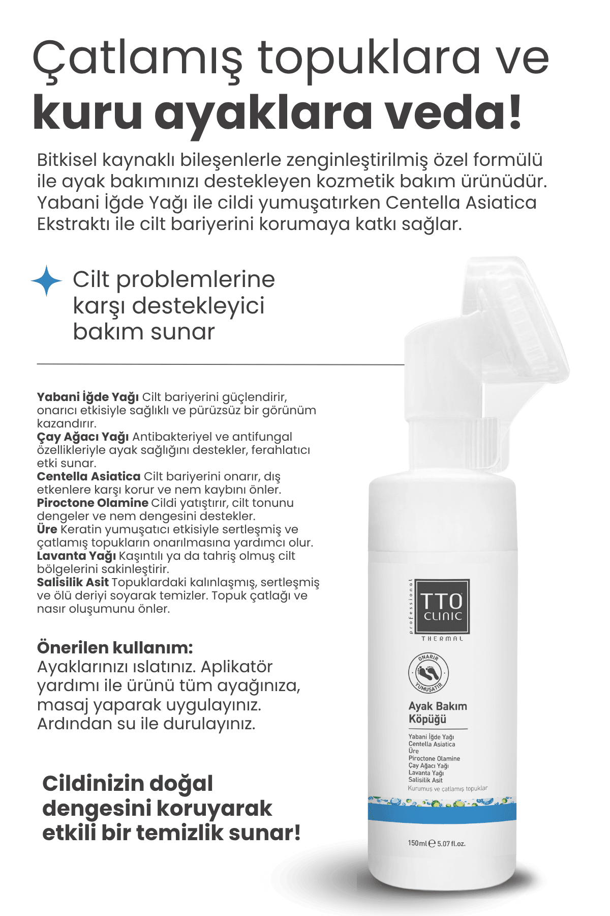 TTO Ayak Bakım Köpüğü 150 ml – Nemlendirici & Ferahlatıcı Formül