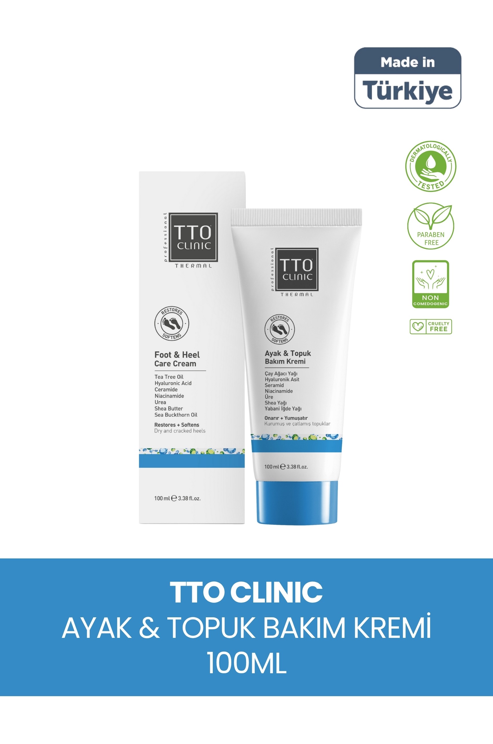 TTO Clinic Ayak & Topuk Bakım Kremi 100 ml – Yoğun Nem & Onarıcı Formül 