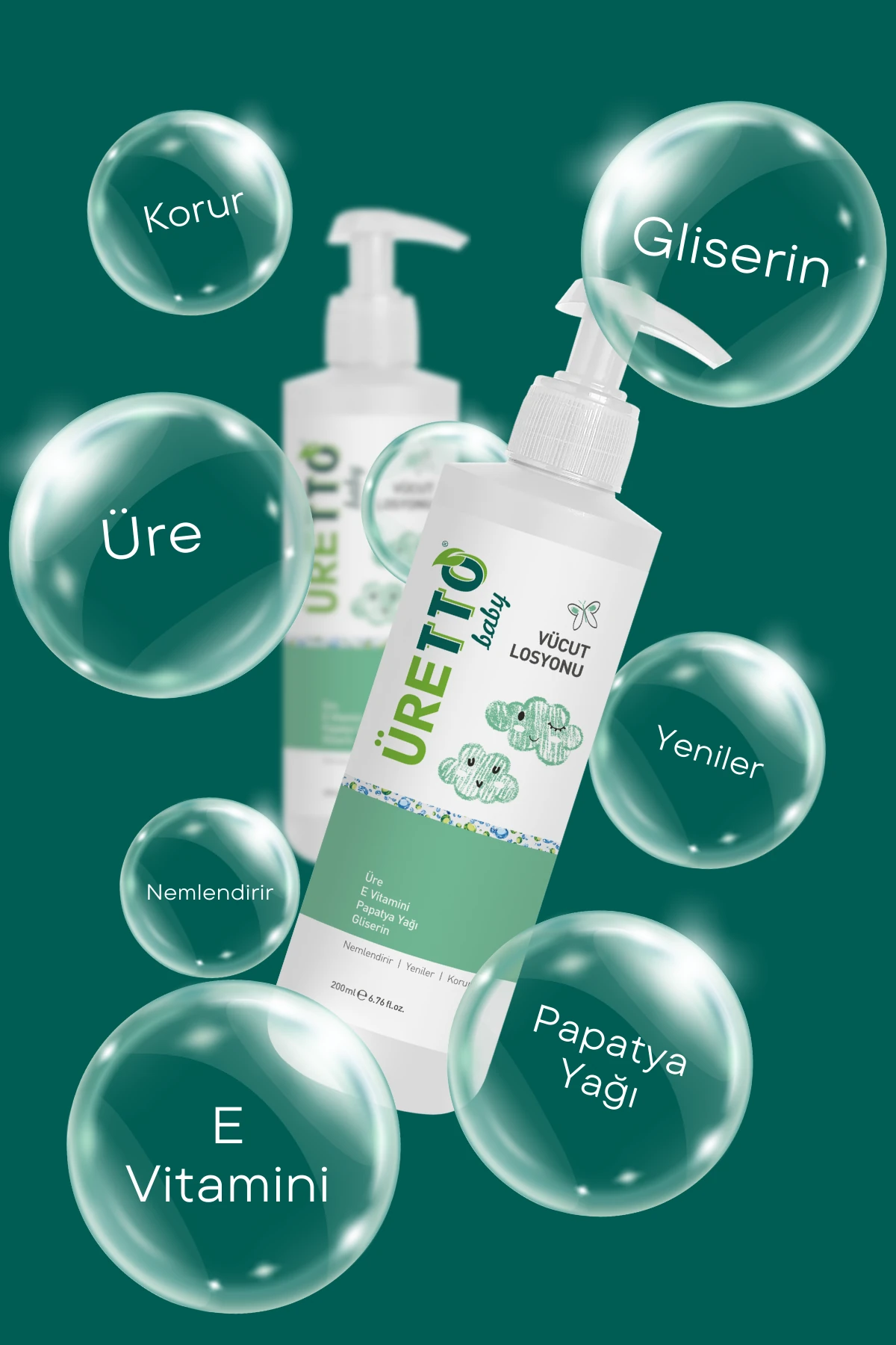 TTO Üretto Baby Vücut Losyonu 200 ml - Hassas Ciltler İçin Nemlendirici ve Yatıştırıcı Bebek Bakımı