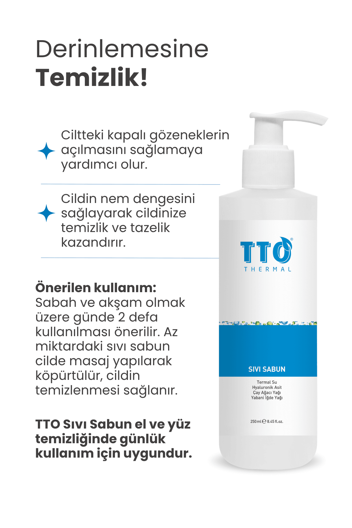 TTO Sıvı Sabun 250 ml Egzamalı, Mantarlı, Atopik Ciltlerde ( Çay Ağacı Yağı / Tea Tree Oil )