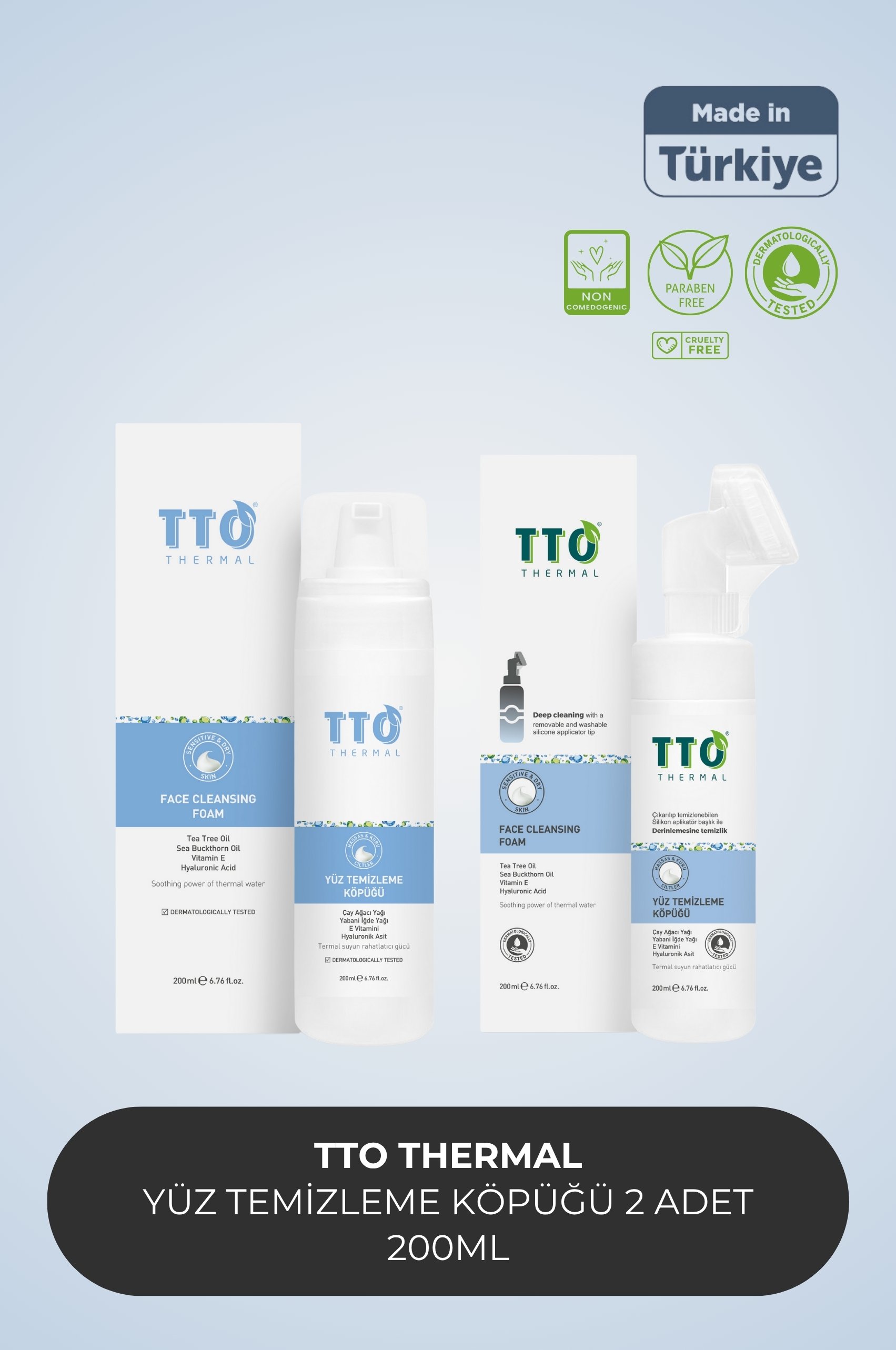 TTO Yüz Temizleme Köpüğü 2'li (Aplikatörlü Ve Aplikatörsüz) (Çay Ağacı Yağı / Tea Tree Oil )