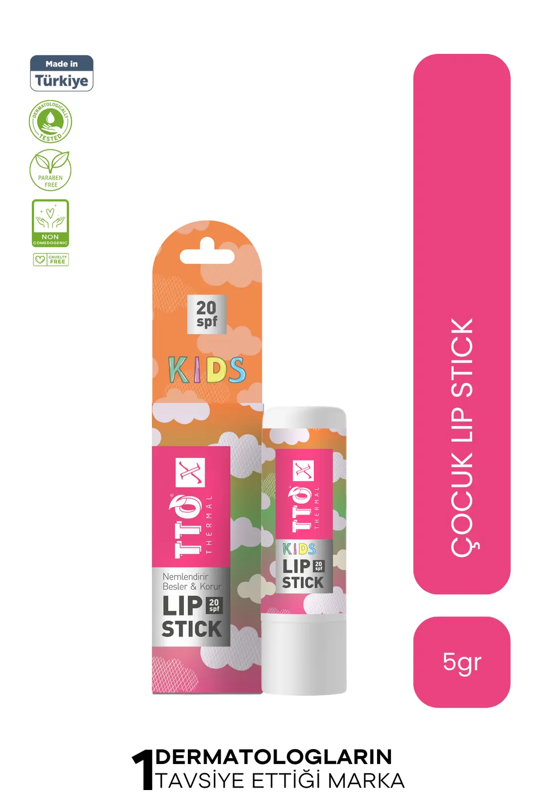 TTO-X Kids Lip Balm Karışık Meyveli SPF 20 Dudak Nemlendirici