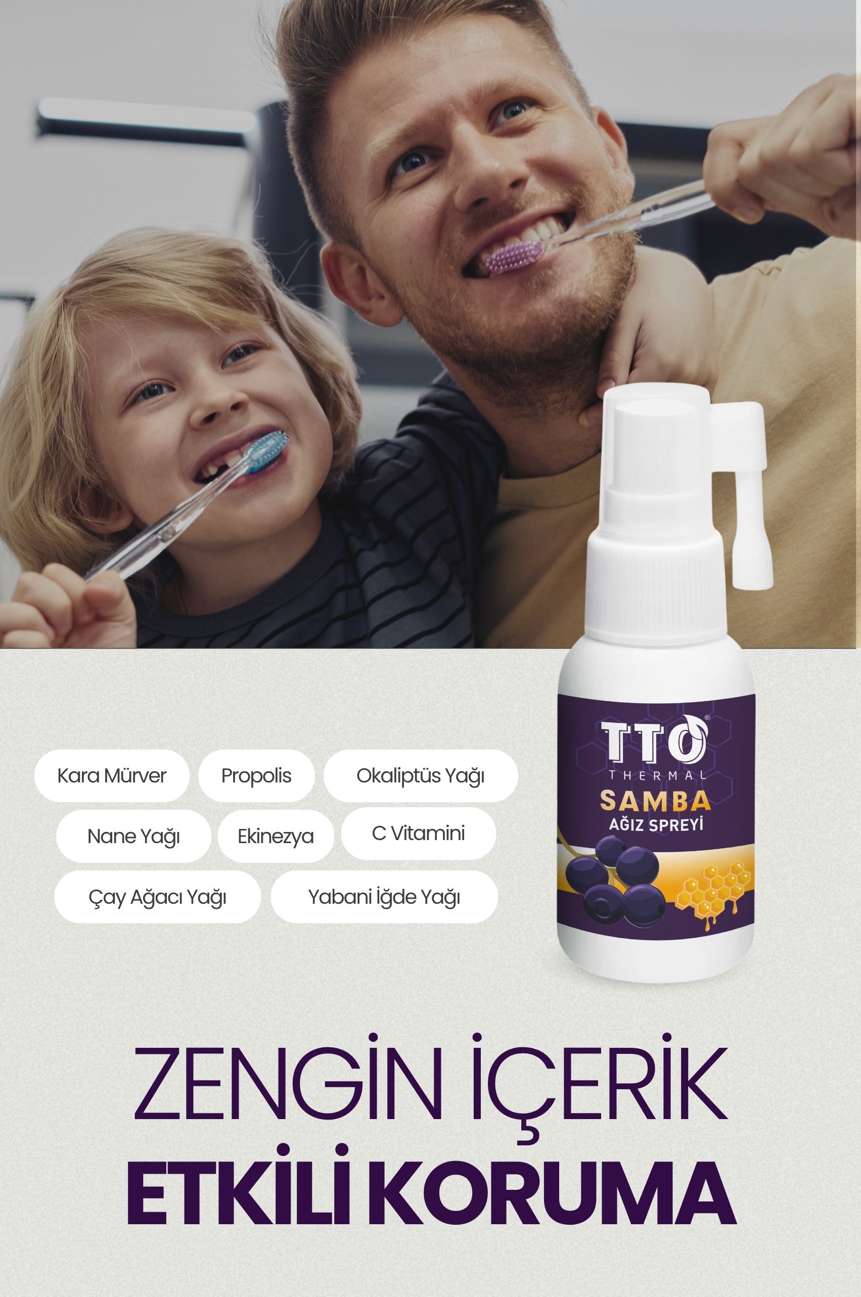 TTO Samba Ağız Spreyi 30 ml (Sambucus, Propolis, Çay Ağacı Yağ, Kara Mürver)