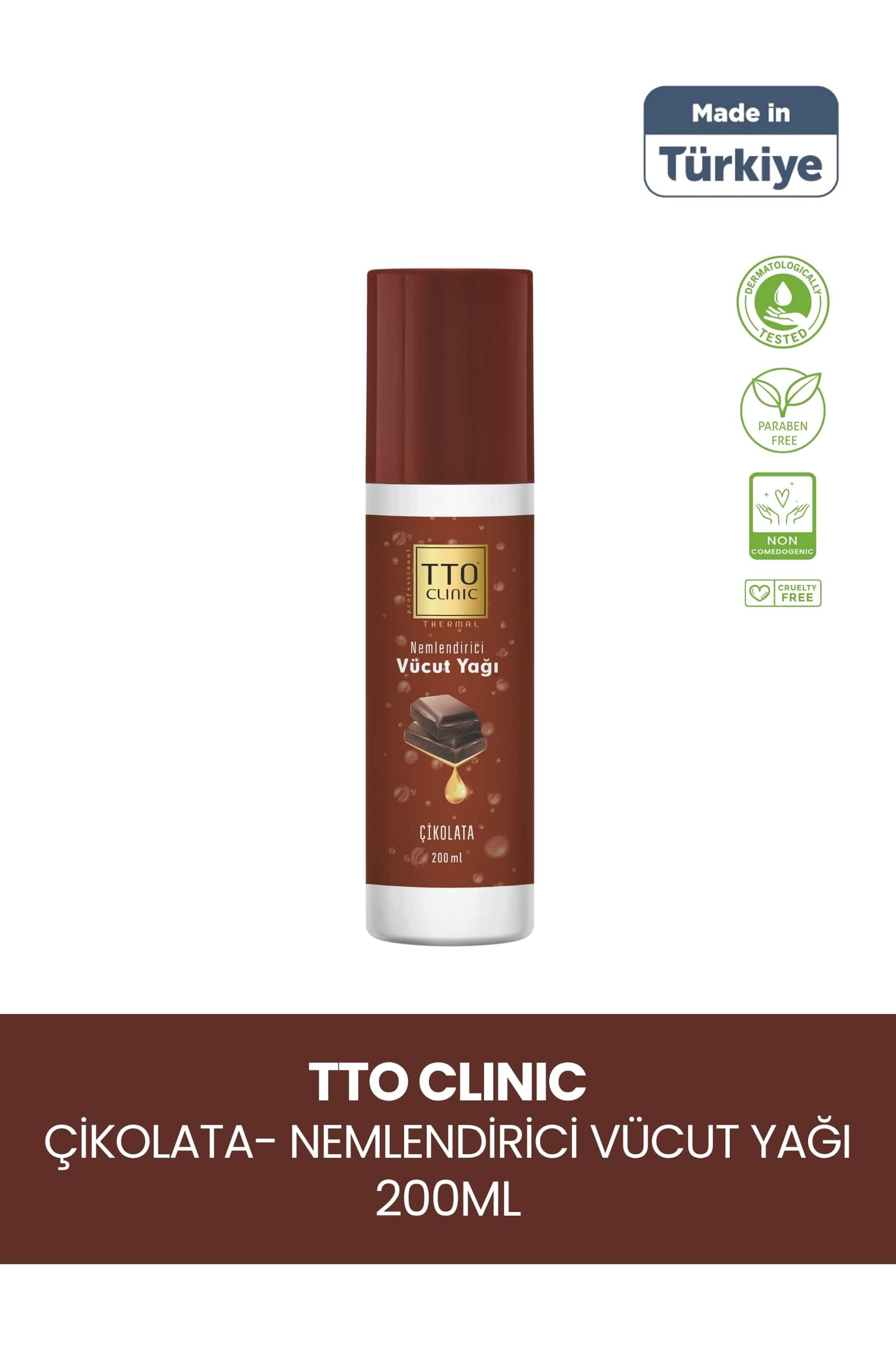 TTO Clınıc Vücut Yağı Çikolata 200 ml (ÇAY AĞACI YAĞI / TEA TREE OIL)