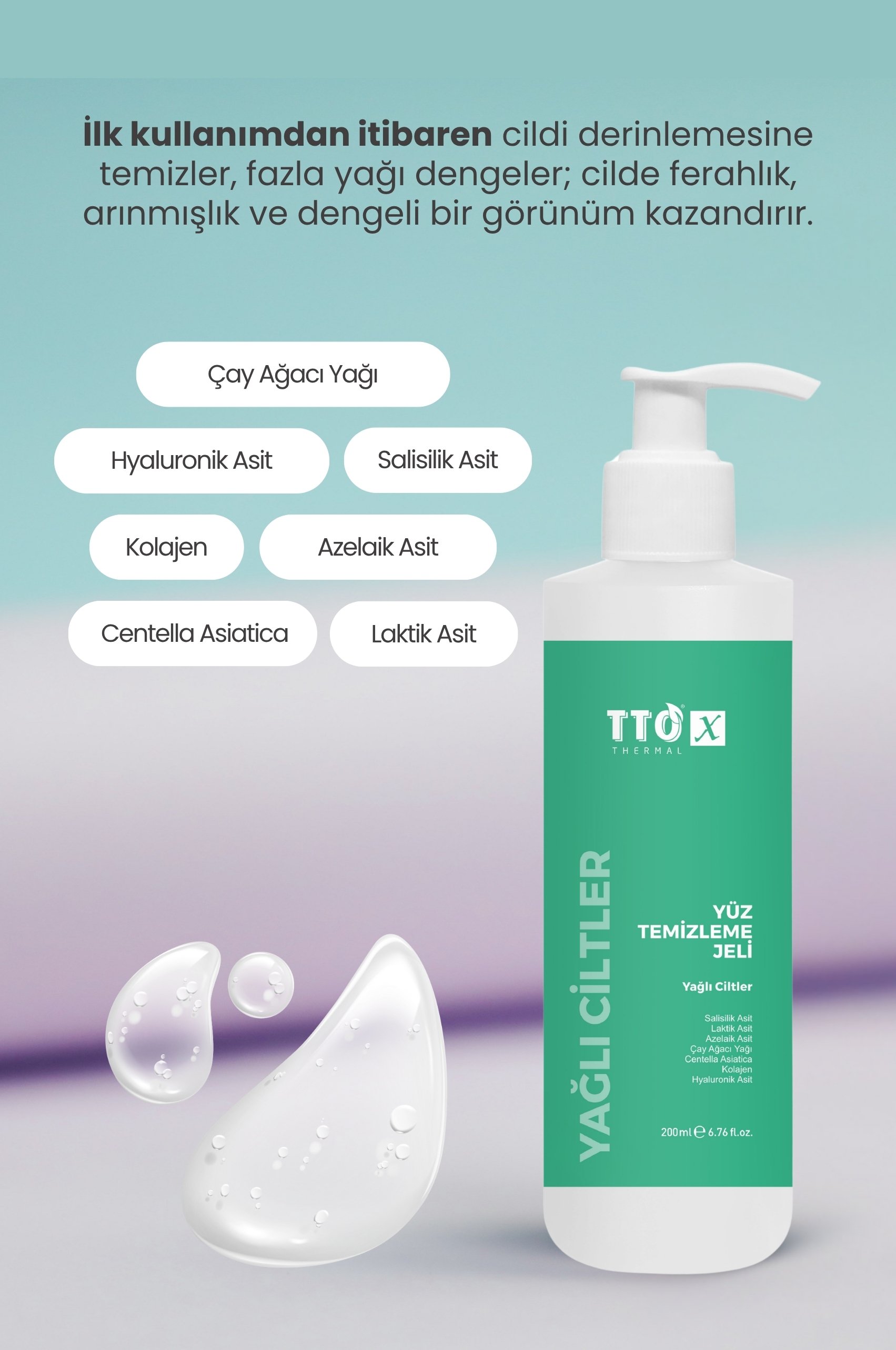 TTO-X Yüz Temizleme Jeli – Yağlı Ciltler 200 ml
