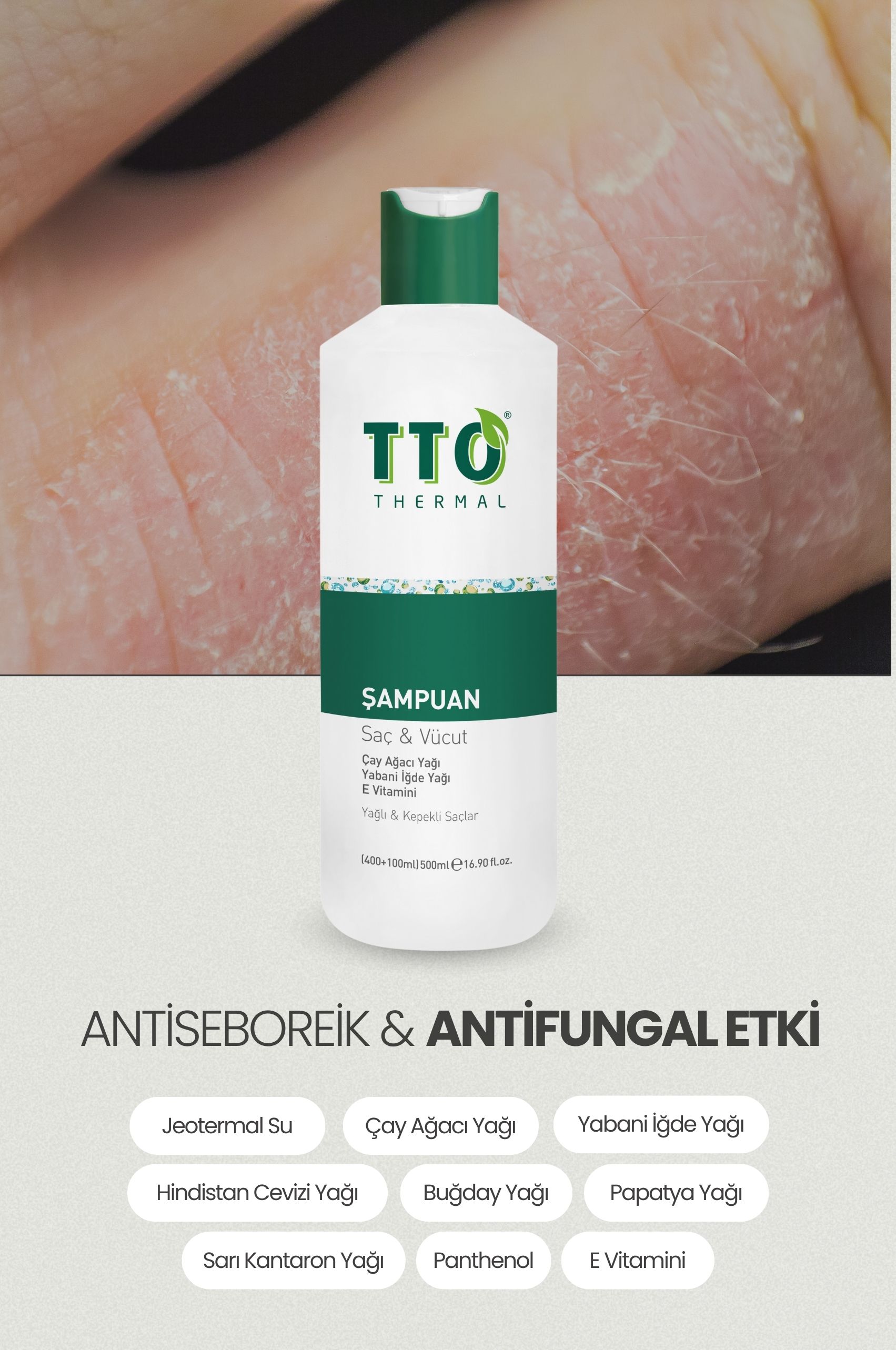 TTO Saç Ve Vücut Şampuanı 500 ml Beyaz (Çay Ağacı Yağı / Tea Tree Oil )
