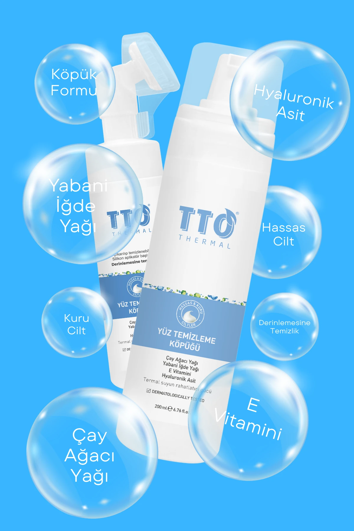 TTO Yüz Temizleme Köpüğü 2’li Set – Derin Temizlik, Nem Dengeleyici ve Arındırıcı Cilt Bakımı