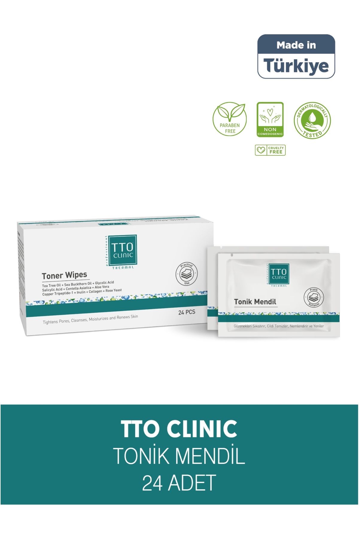 Clınıc Tonik Mendil Pratik Kullanım Çay Ağacı Yağ Yabani Iğde Yağ Aloe Vera