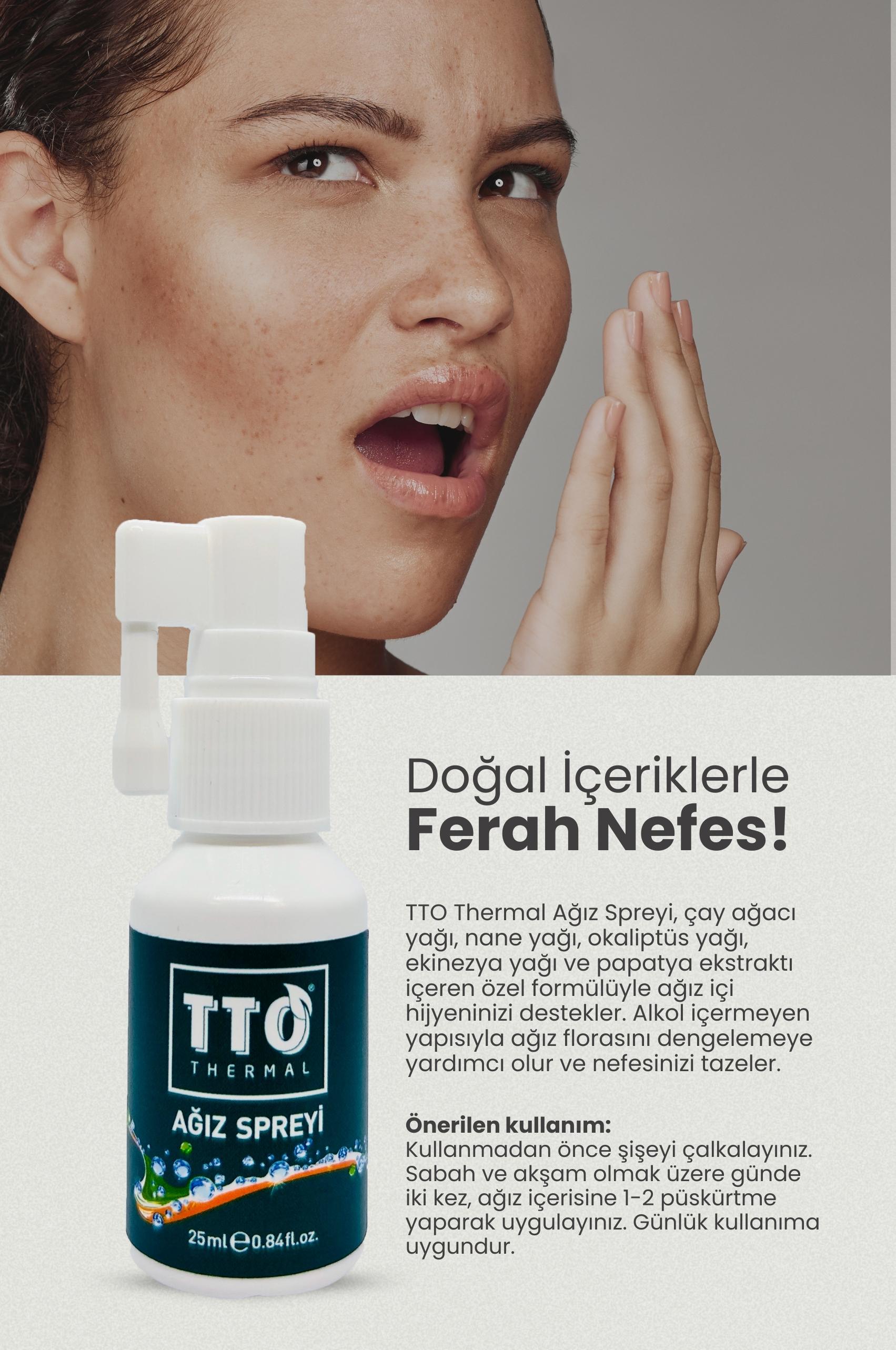 Tto Ağız (ORAL) Sprey 25 ml Ağız Kokusu, Yarası Ve Boğaz Yanmasında (ÇAY AĞACI YAĞI / TEA TREE OIL)