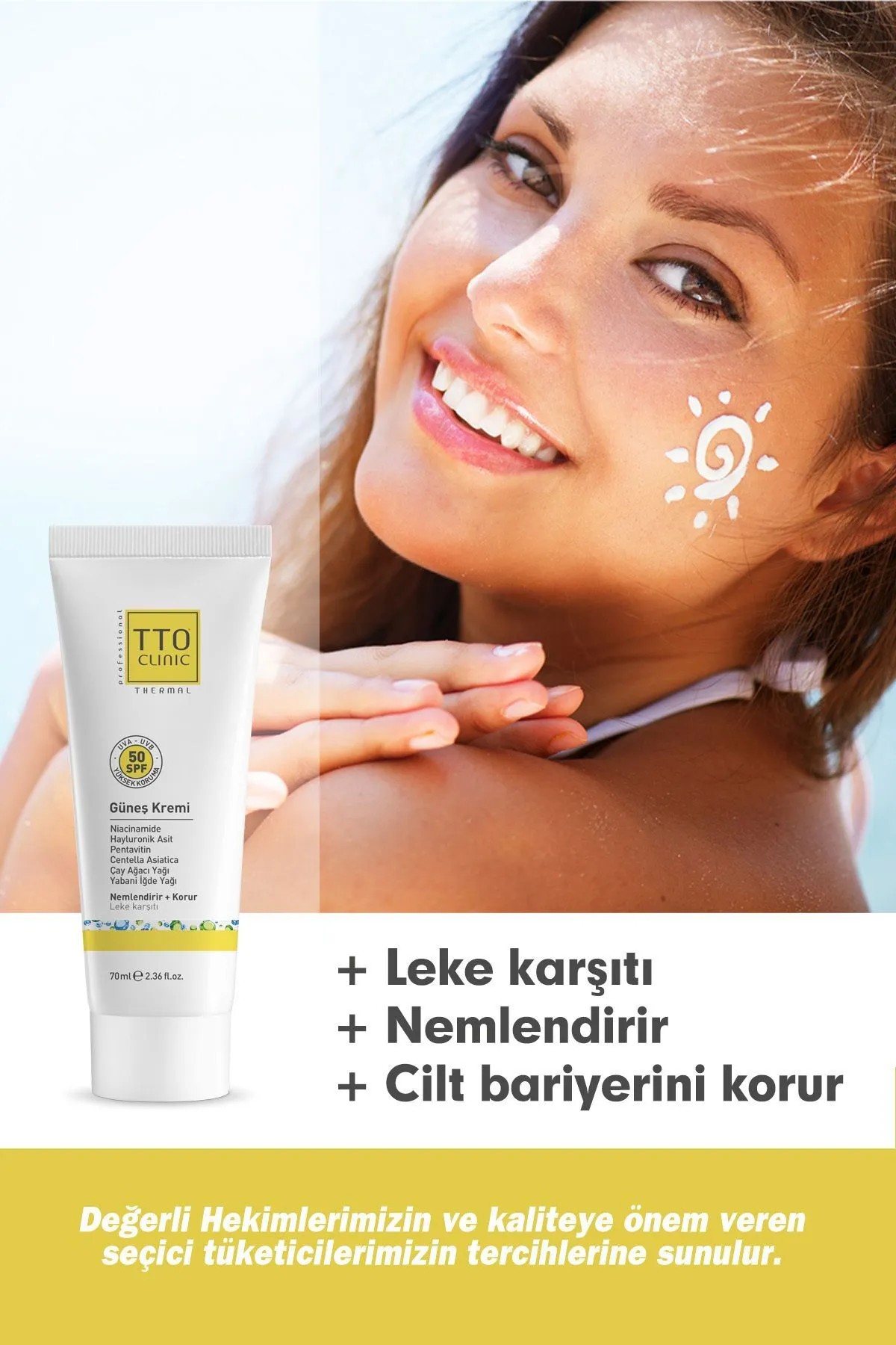 Tto CLINIC Güneş Koruyucu Krem 50 SPF 70 ML