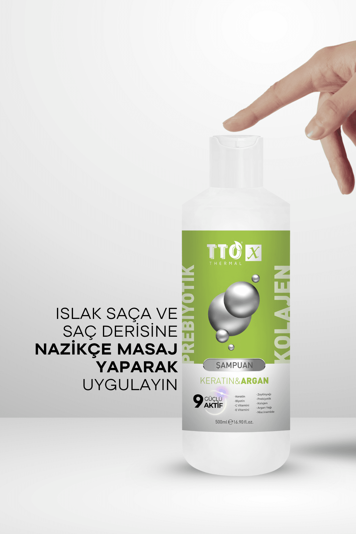 TTO X Keratin & Argan Özlü Saç Şampuanı – Kolajen ve Prebiyotik 500 ML