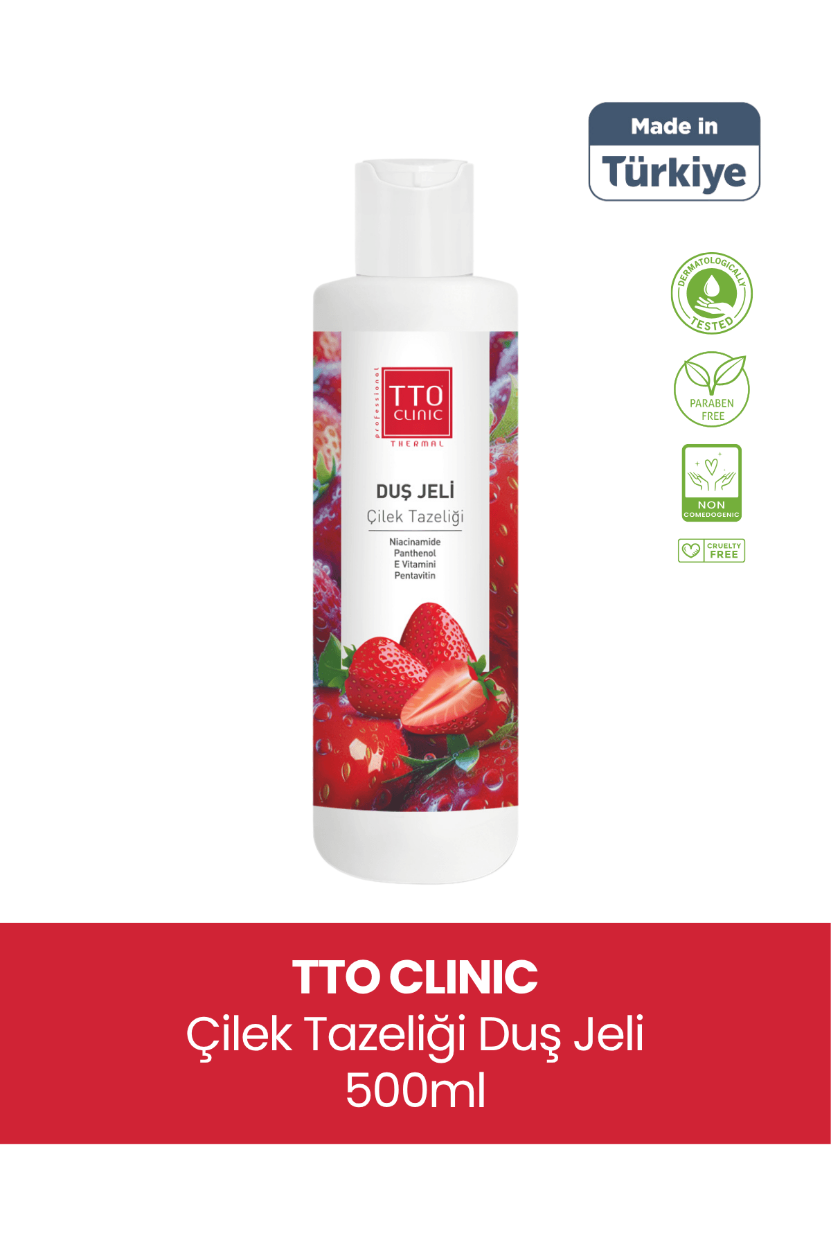 TTO CLINIC Duş Jeli Çilek Tazeliği 500 ml – Canlandırıcı & Nemlendirici Etki
