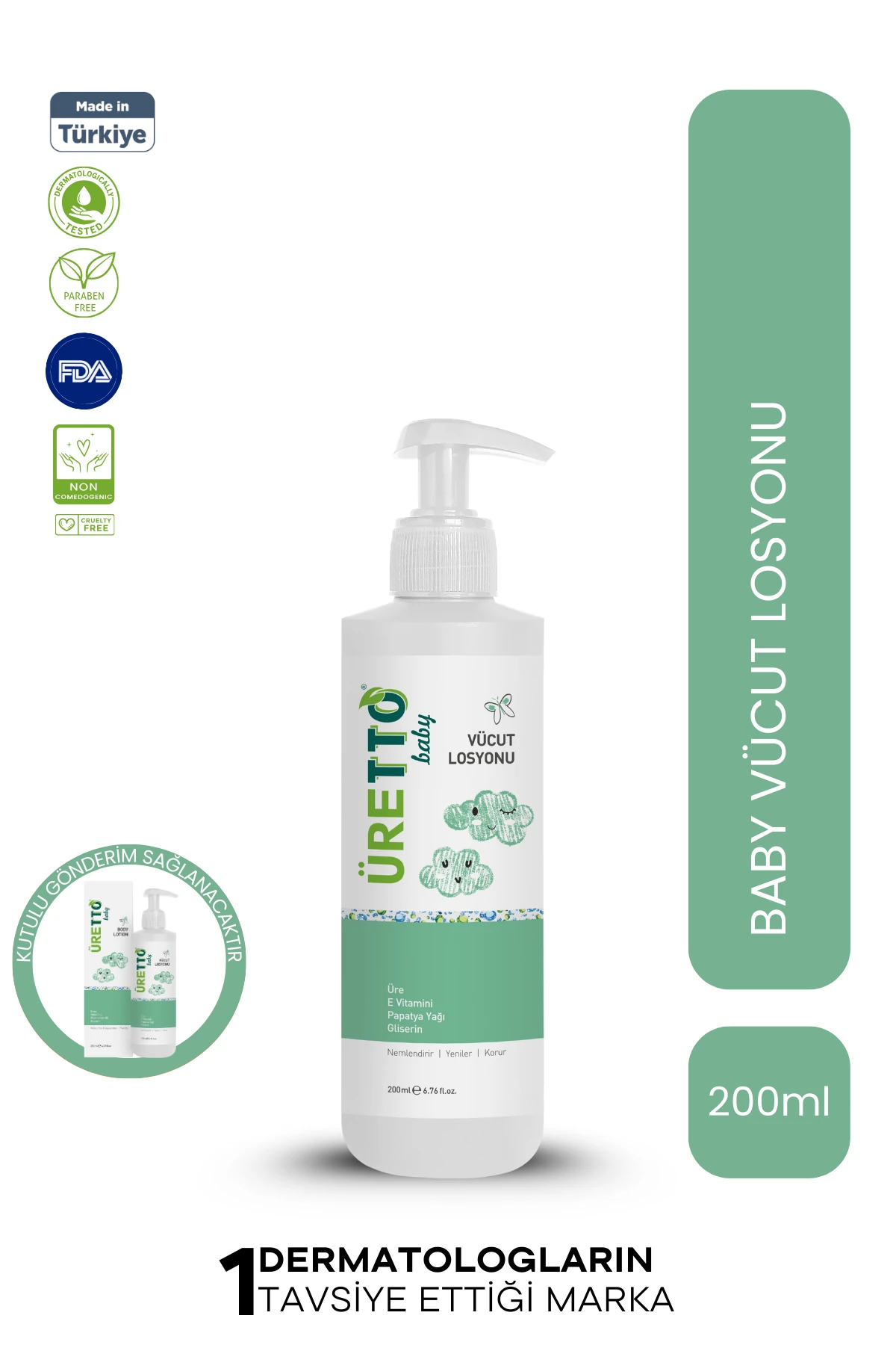 TTO Üretto Baby Vücut Losyonu 200 ml - Hassas Ciltler İçin Nemlendirici ve Yatıştırıcı Bebek Bakımı