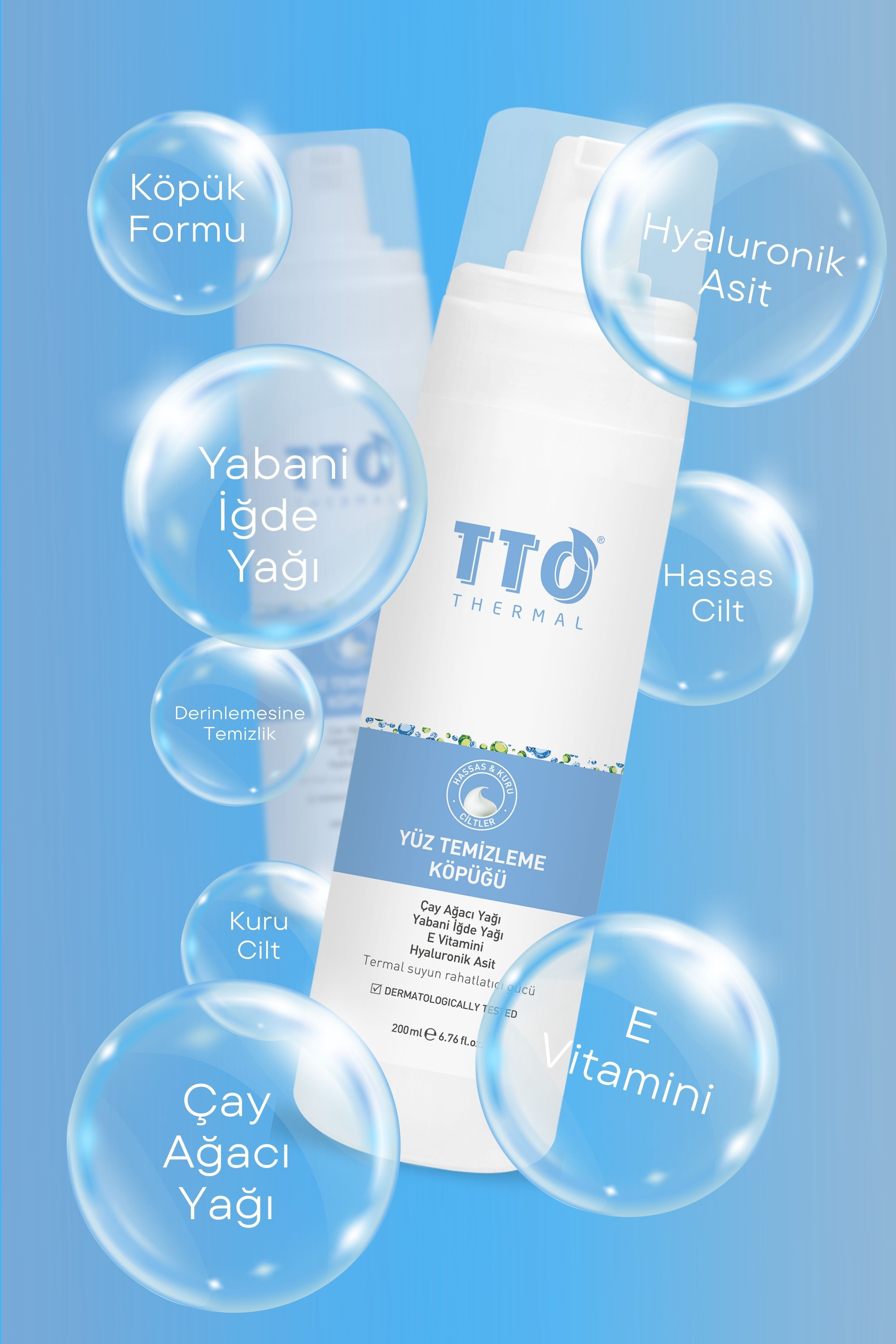TTO Yüz Temizleme Köpüğü 200 ml (Çay Ağacı Yağı / Tea Tree Oil )