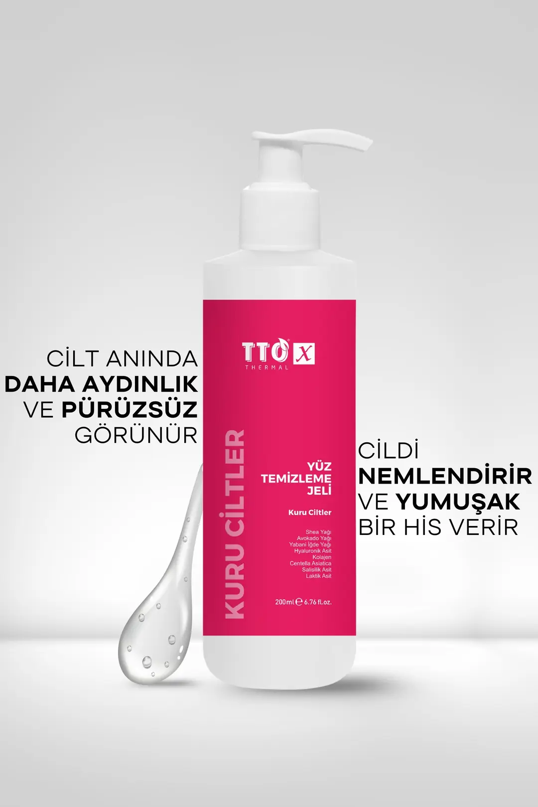 TTO-X Yüz Temizleme yıkama Jeli – Kuru Ciltler 200 ml