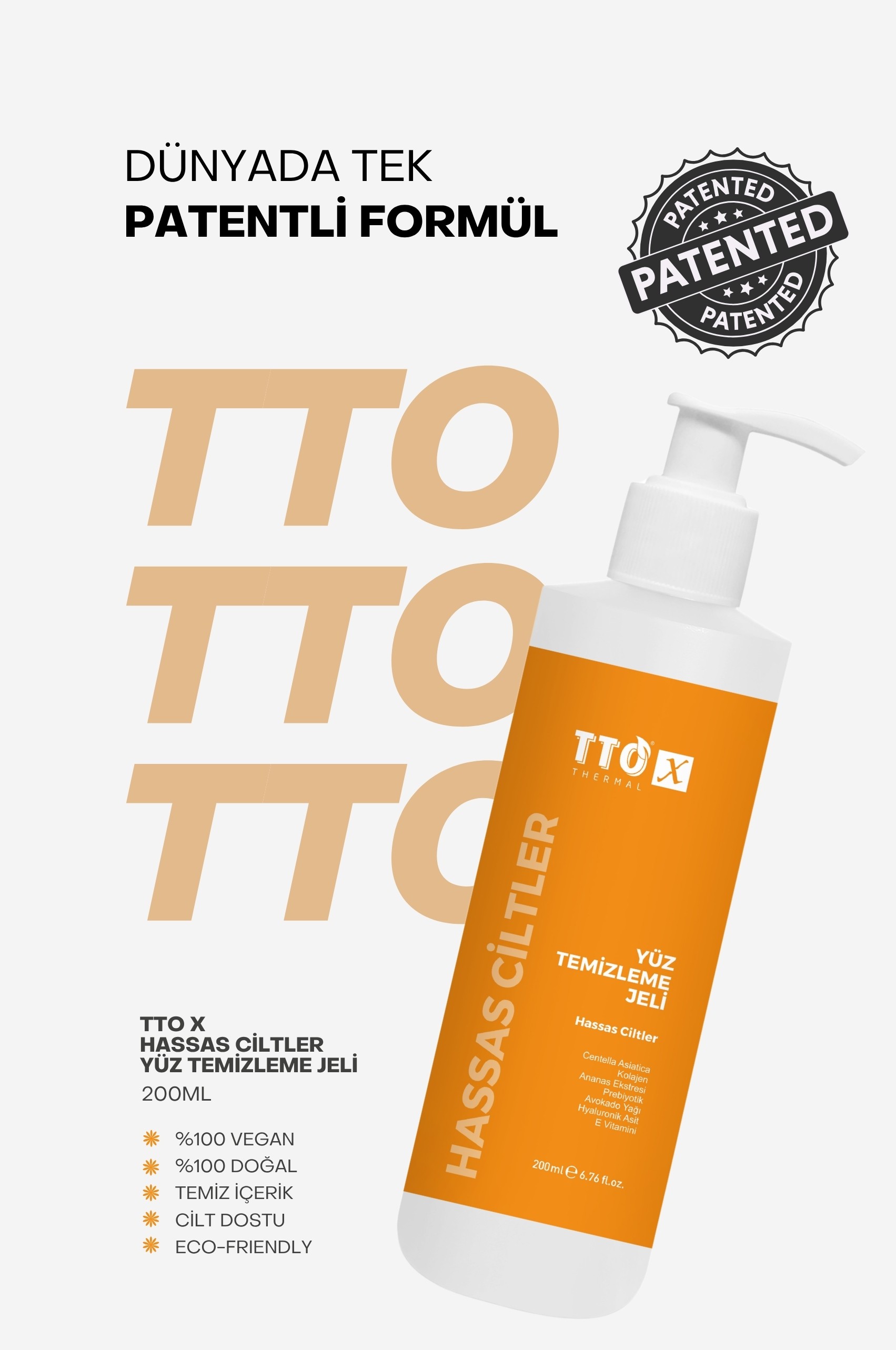 TTO-X Yüz Temizleme Jeli – Hassas Ciltler 200 ml