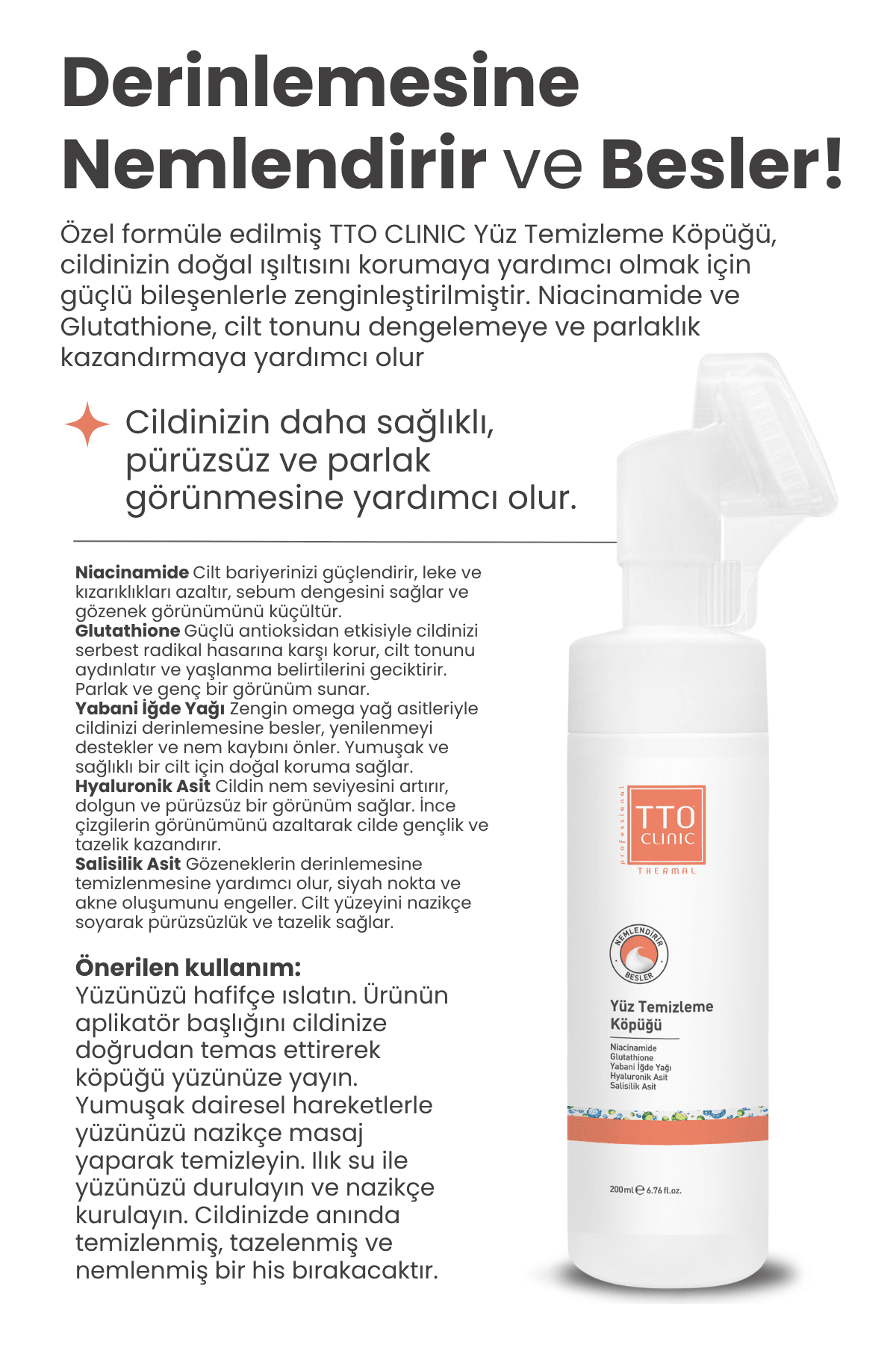 TTO Clinic Yüz Temizleme Köpüğü 200 ml – Çay Ağacı Yağlı Derin Temizlik