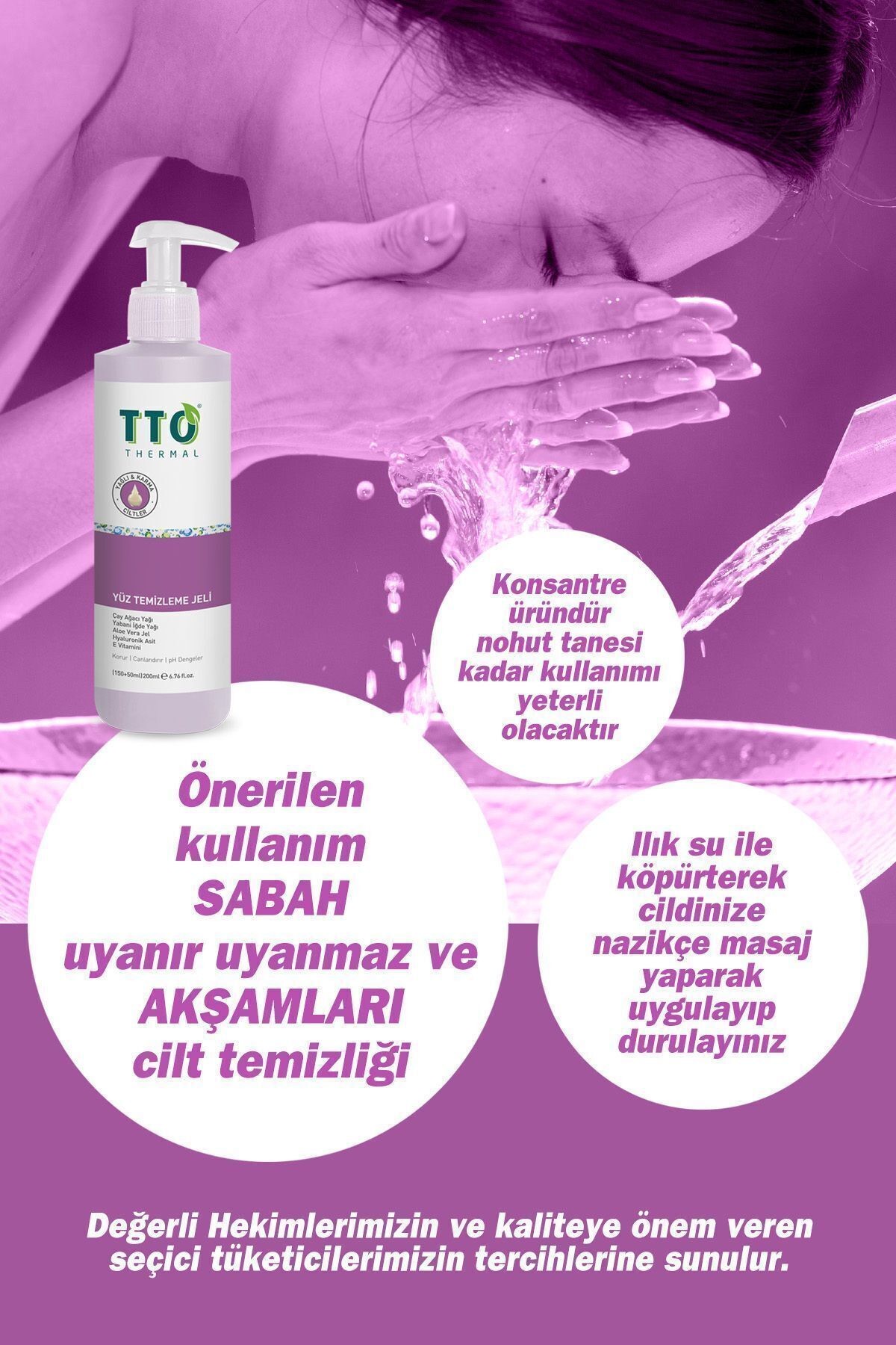 TTO Yüz Temizleme Jeli 150 ml Normal, Akneli, Rozalı Ciltlerde (Çay Ağacı Yağı / Tea Tree Oıl)