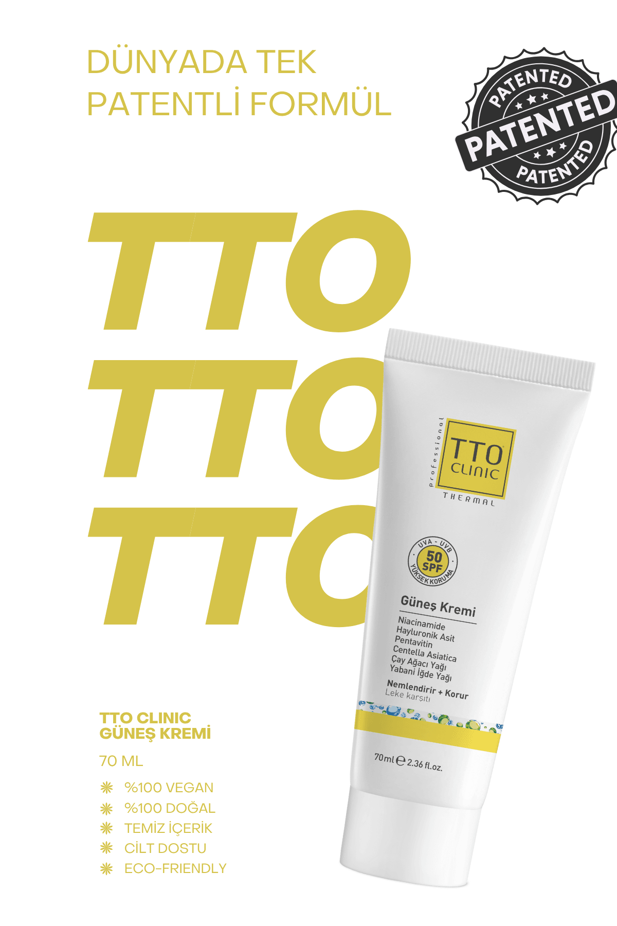 TTO Clinic Güneş Koruyucu Krem 50 SPF – 70 ml