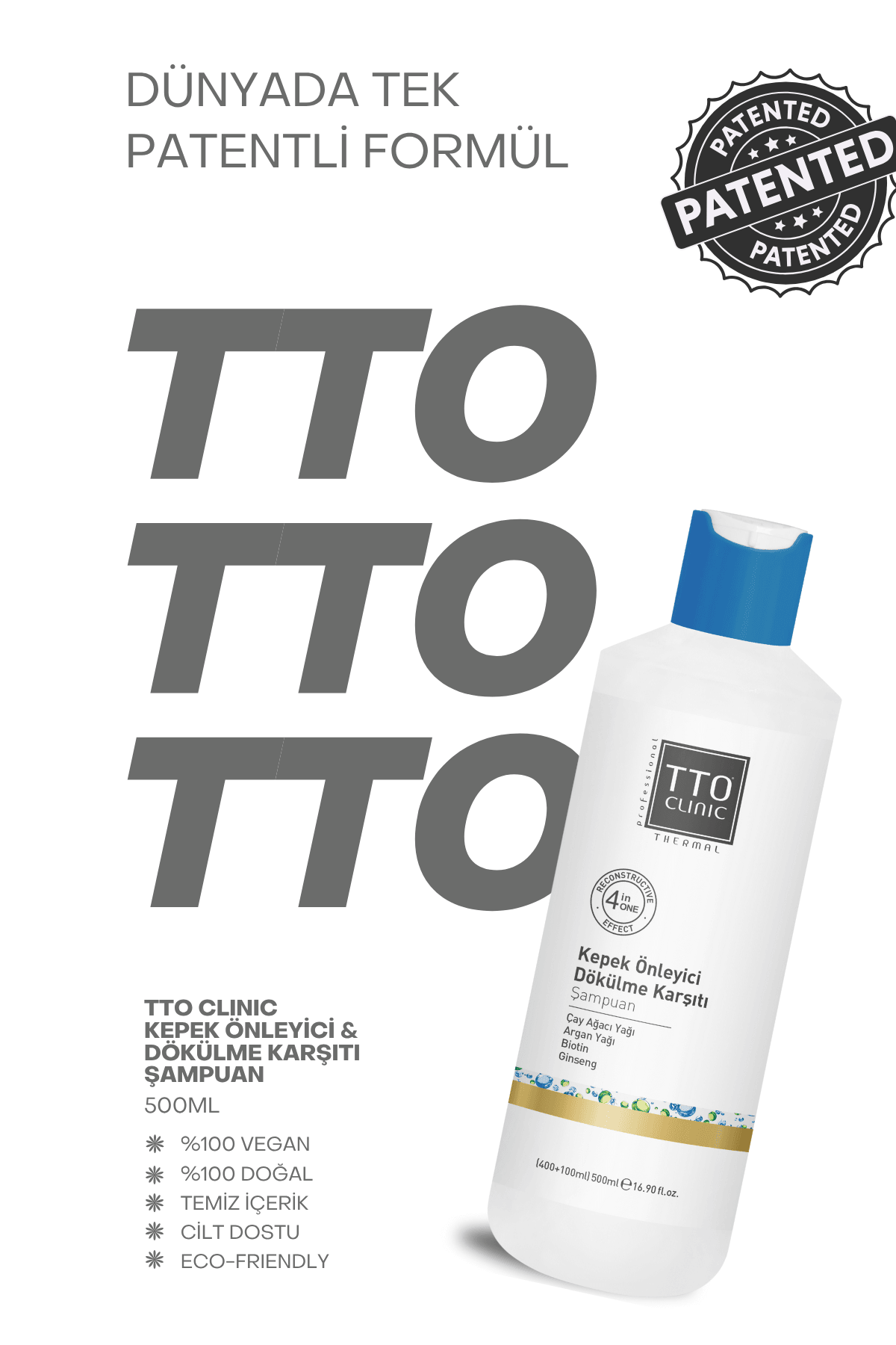 TTO Clınıc Kepek Önleyici Dökülme Karşıtı Şampuan 400 ml ( Çay Ağacı Yağı / Tea Tree Oil )
