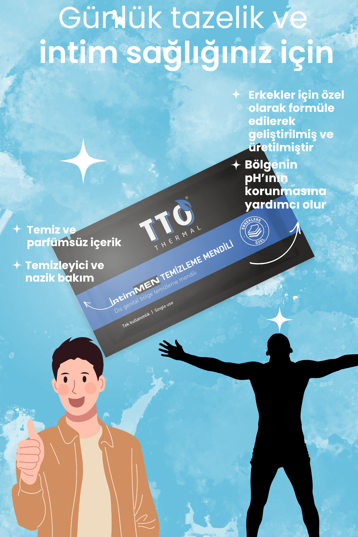 TTO THERMAL İntiMEN Temizleme Mendili 12 Adet