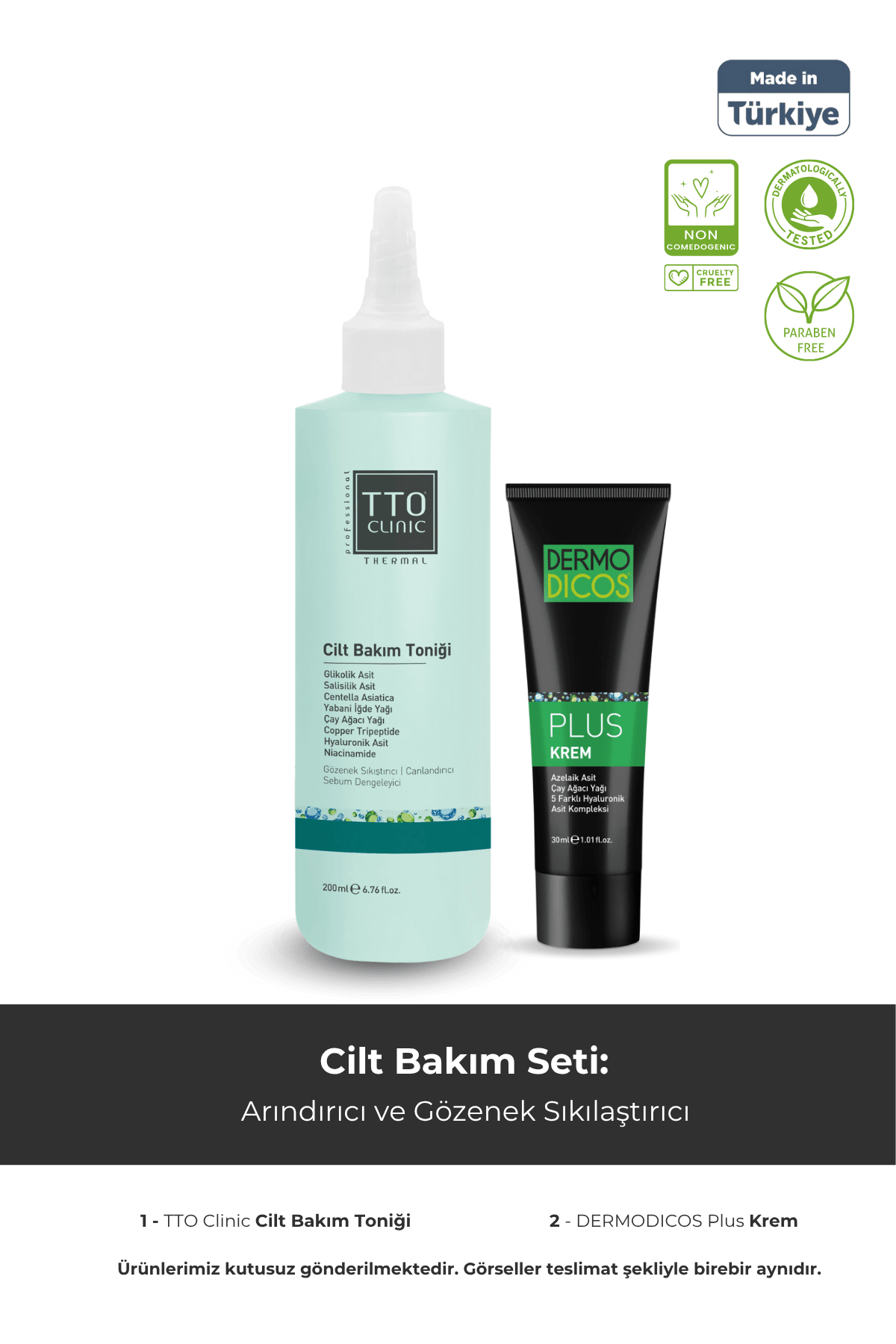 TTO Arındırıcı ve Gözenek Sıkılaştırıcı Set – Dermodicos Plus Krem & Centella Tonik