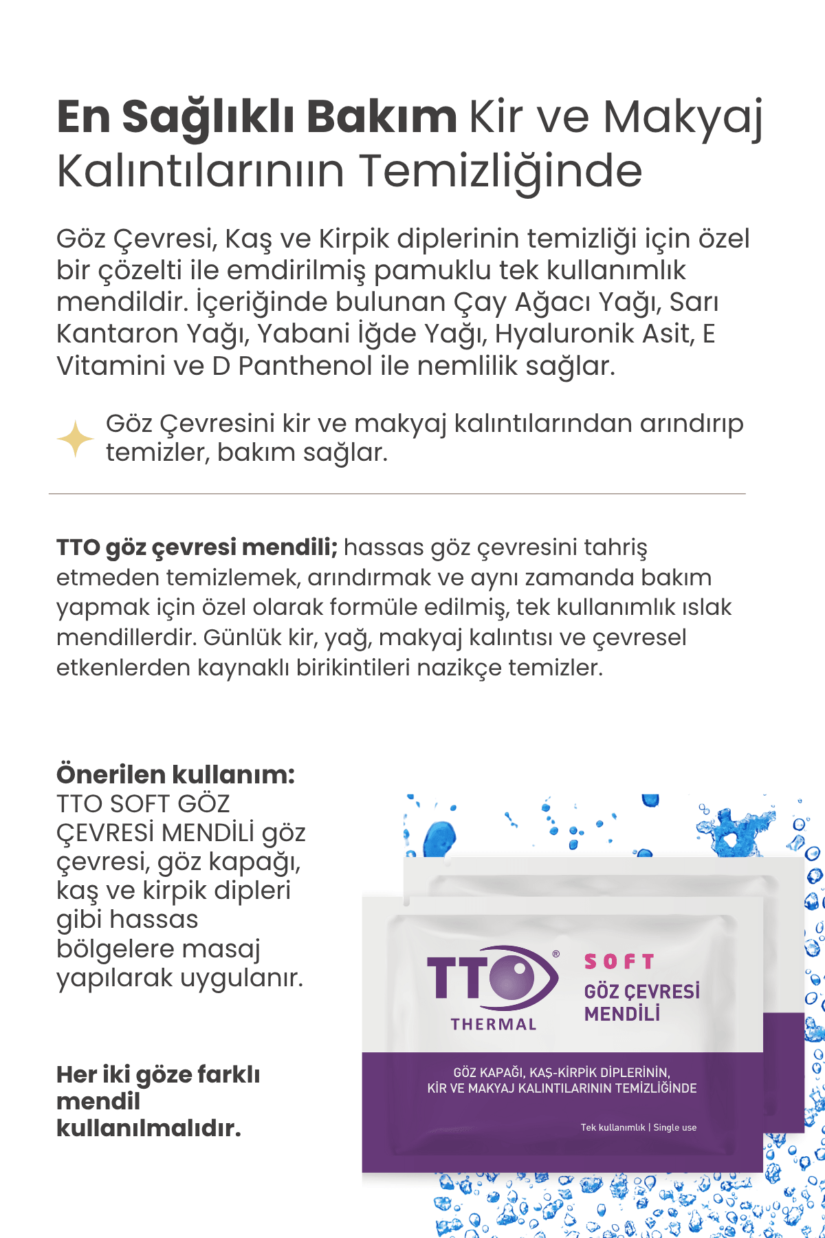TTO Soft Göz Mendili 12 Li  (Çay Ağacı Yağı / Tea Tree Oil )