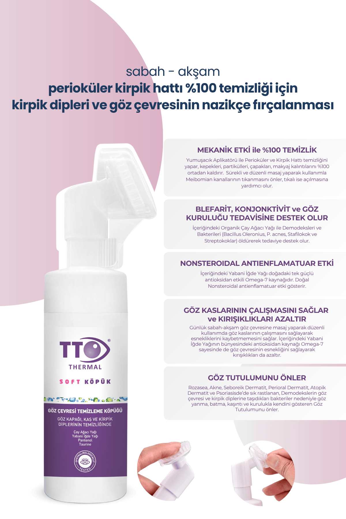 TTO Soft Göz Çevresi Temizleme Köpüğü 150 Ml Aplikatörlü ( Çay Ağacı Yağı / Tea Tree Oil )