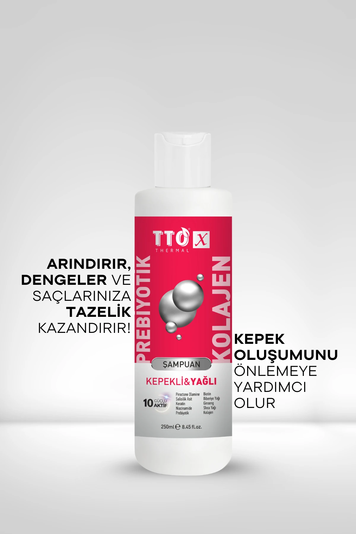 TTO-X Prebiyotik & Kolajen Kepekli ve Yağlı Saçlar Şampuan 250ml