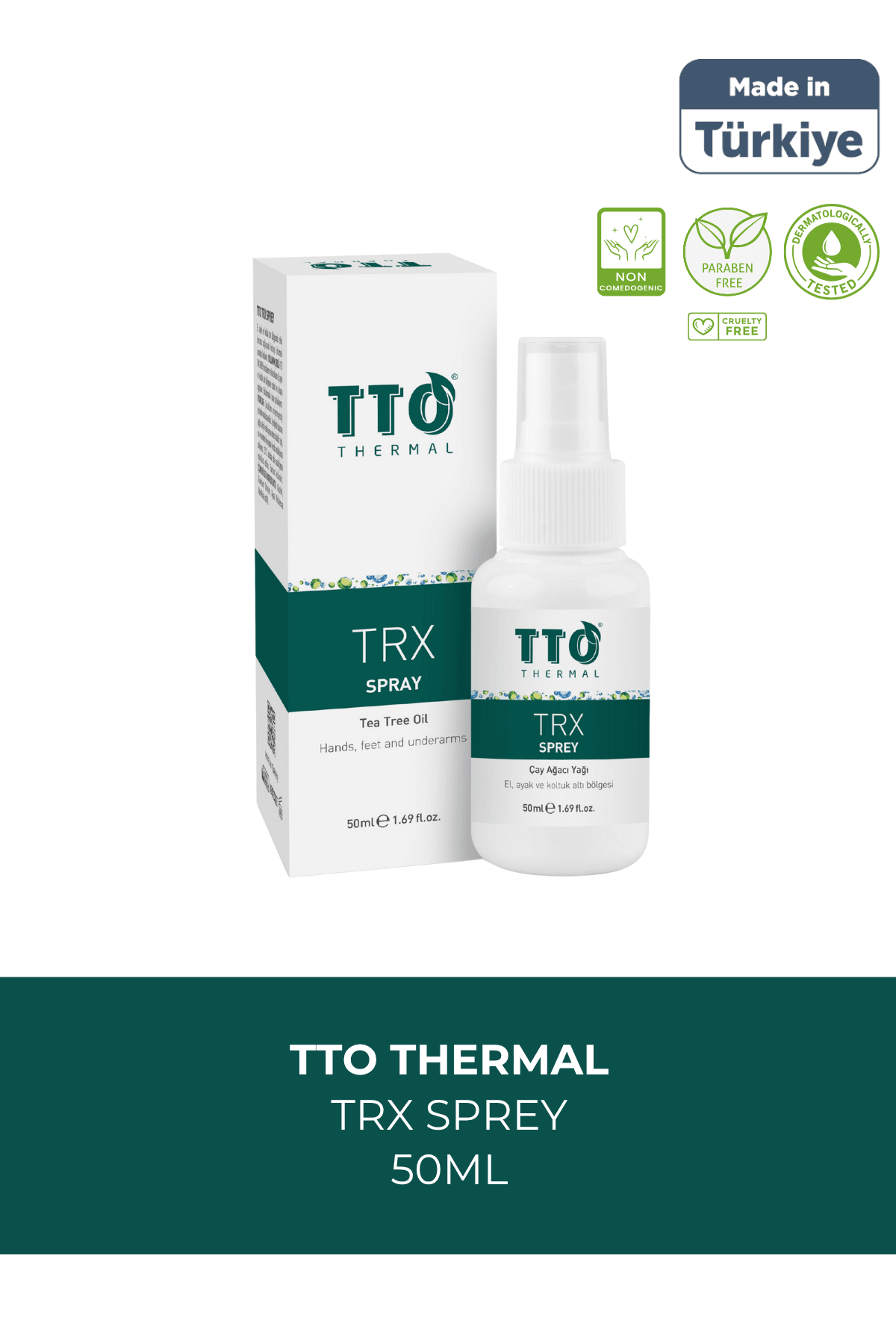 TRX El, Ayak ve Koltuk Altı Terleme Önleyici Sprey 50 ml – Çay Ağacı Yağlı