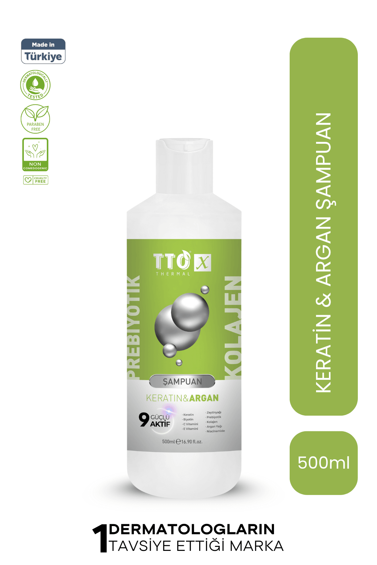 TTO X Keratin & Argan Özlü Saç Şampuanı – Kolajen ve Prebiyotik 500 ML