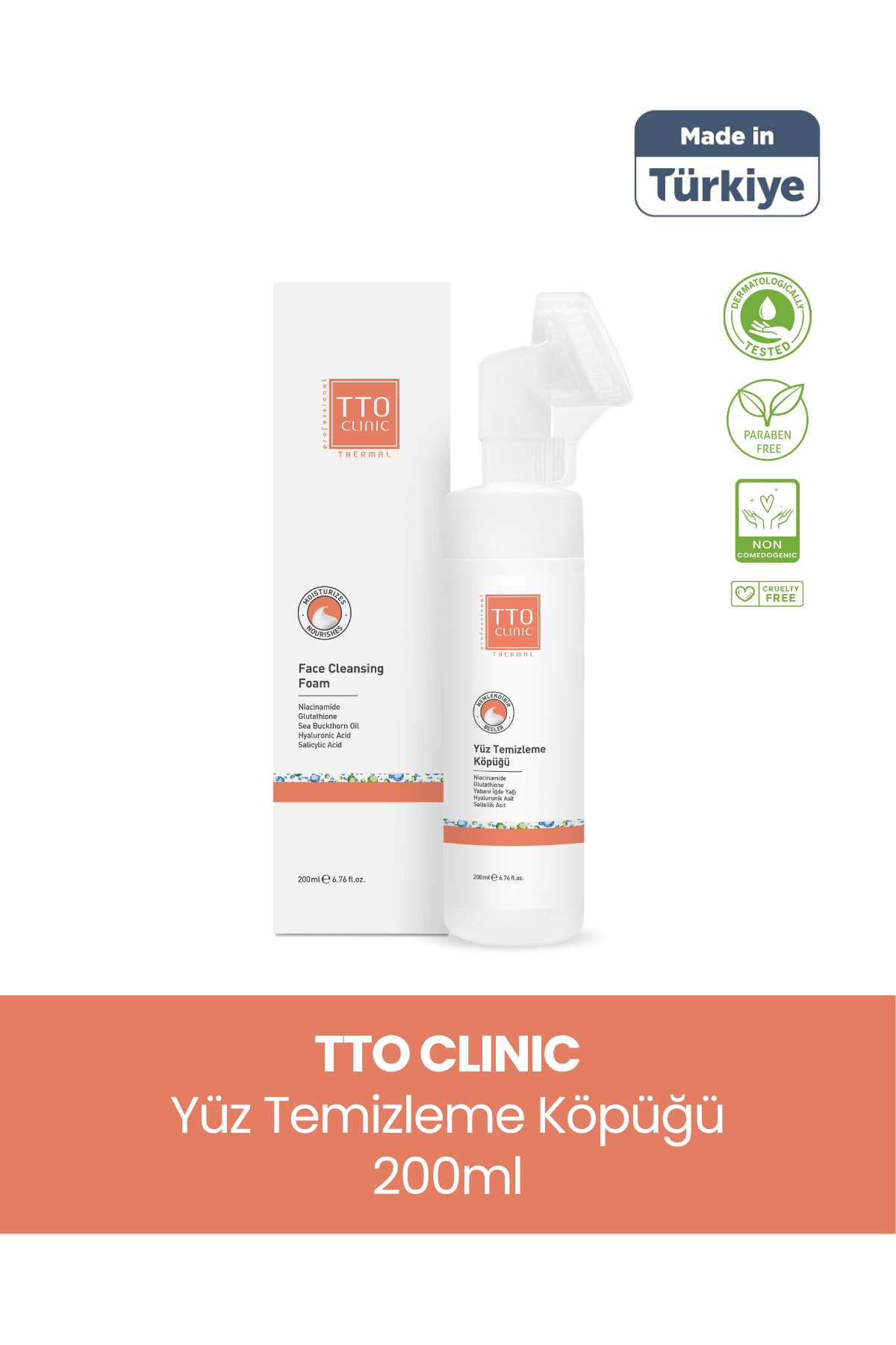 TTO Clinic Yüz Temizleme Köpüğü 200 ml – Çay Ağacı Yağlı Derin Temizlik
