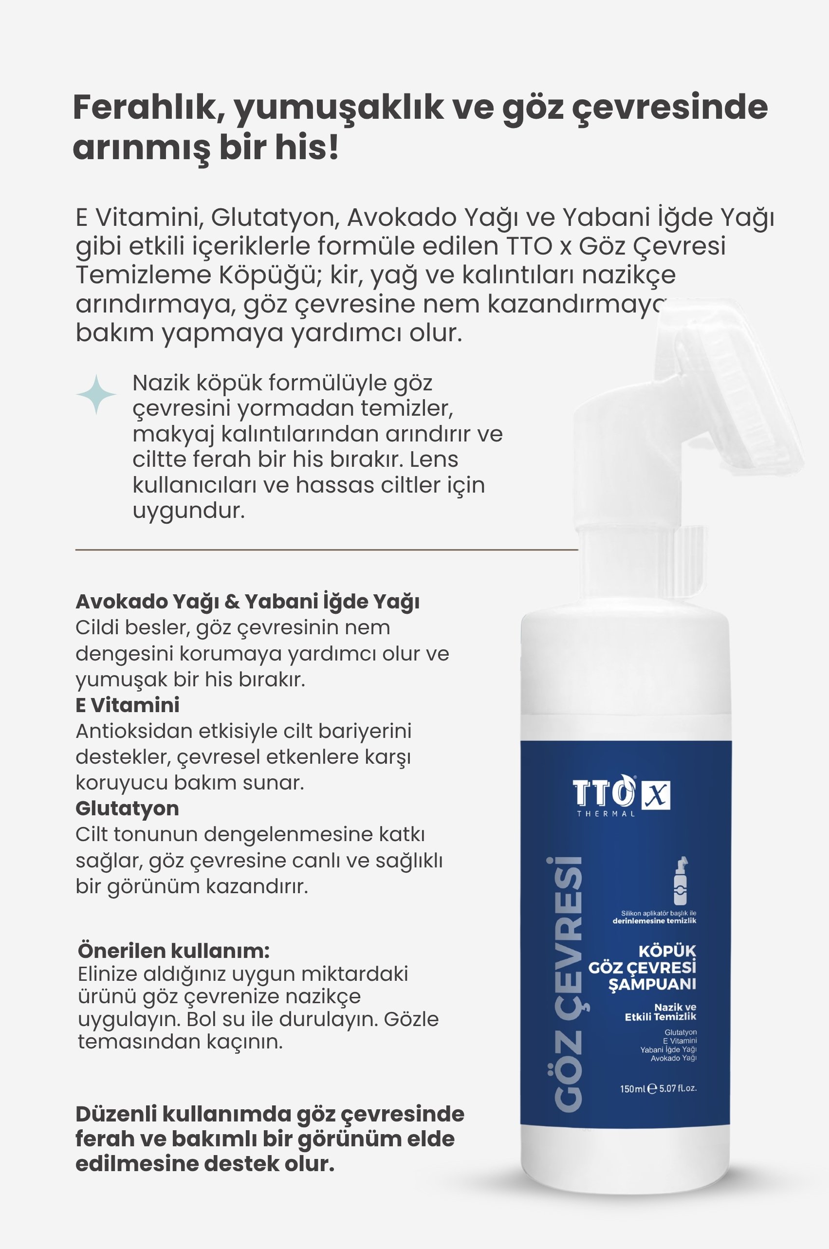 TTO X Çay Ağacı Içeren Aplikatörlü Göz Çevresi Temizleme Köpüğü