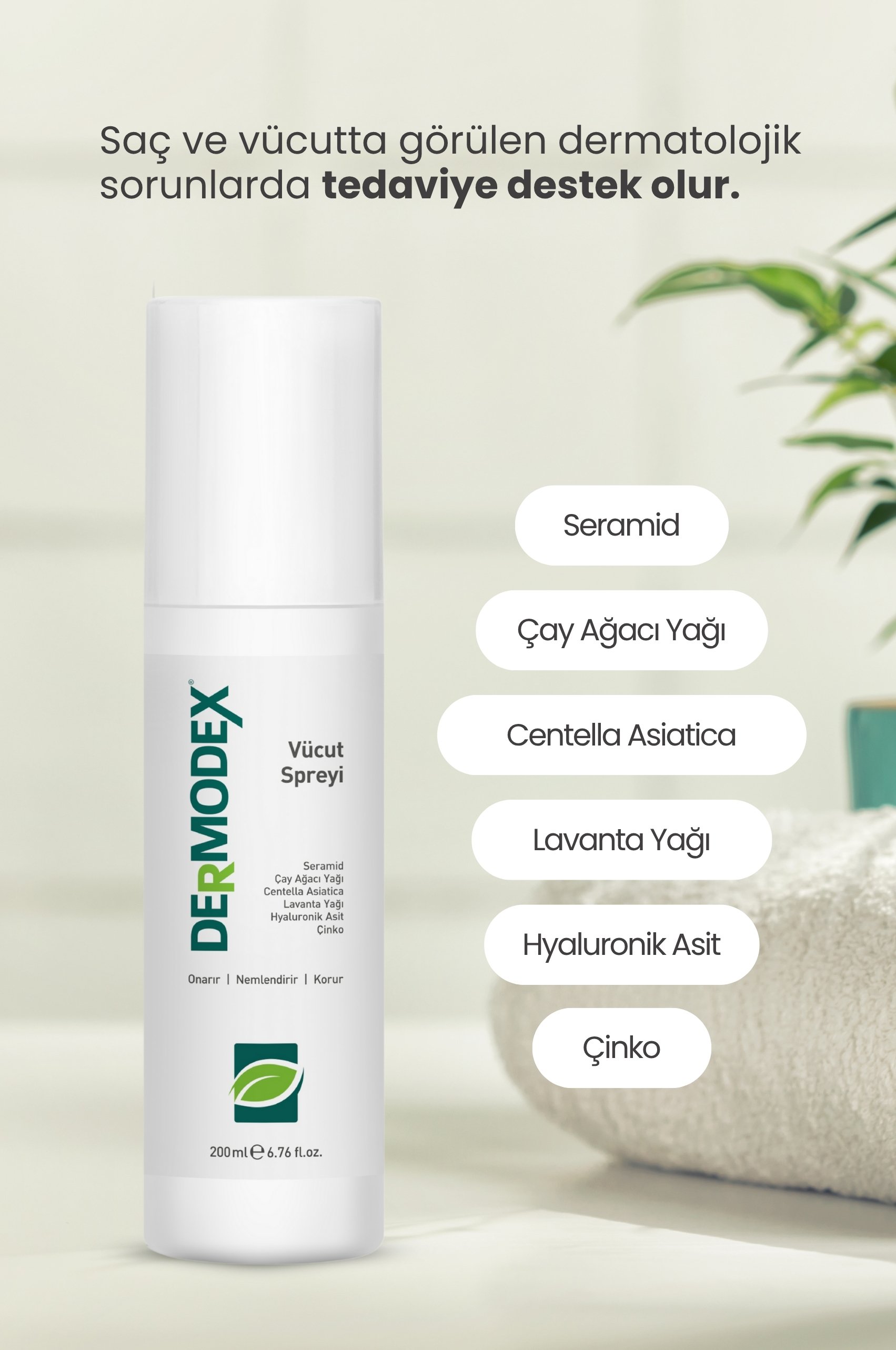 TTO Dermodex Vücut Spreyi – Çay Ağacı Yağı & Salisilik Asit – 200 ml