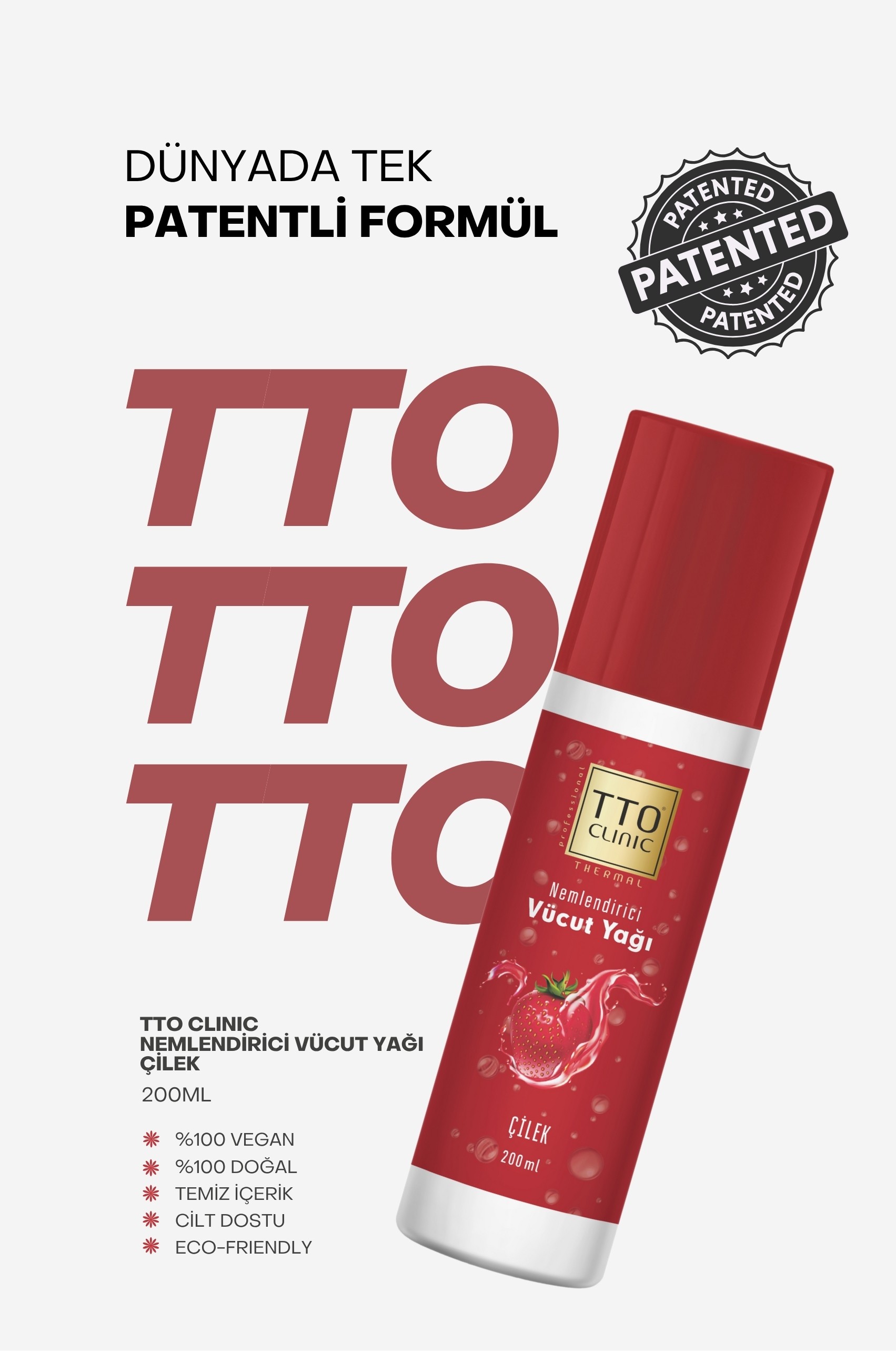 TTO Clınıc Vücut Yağı Çilek 200 ml  ( Çay Ağacı Yağı / Tea Tree Oil )