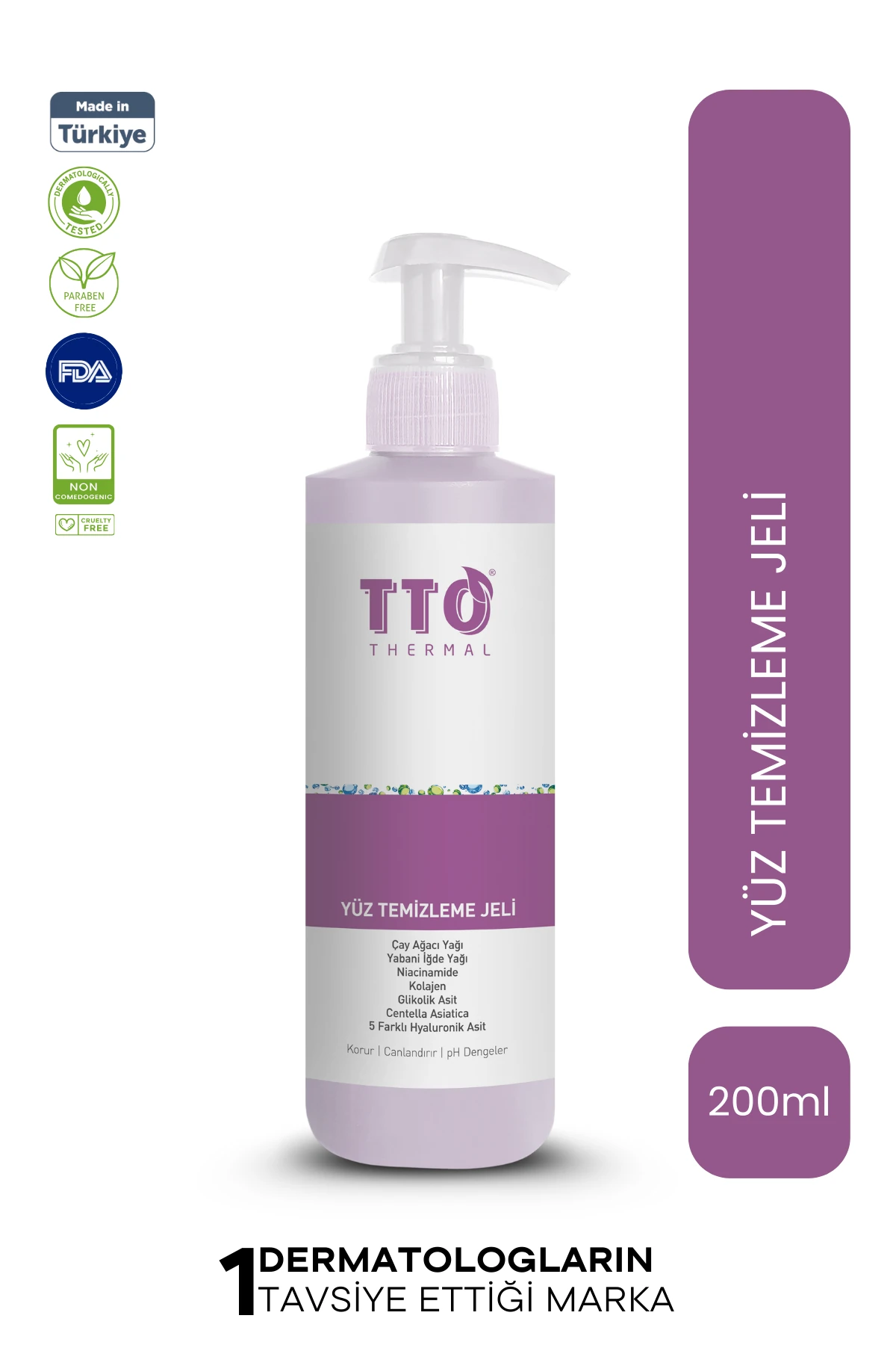 TTO Yüz Temizleme Jeli 200 ml – Normal, Akneli ve Rozalı Ciltler İçin Derin Temizlik ve Arındırıcı Bakım