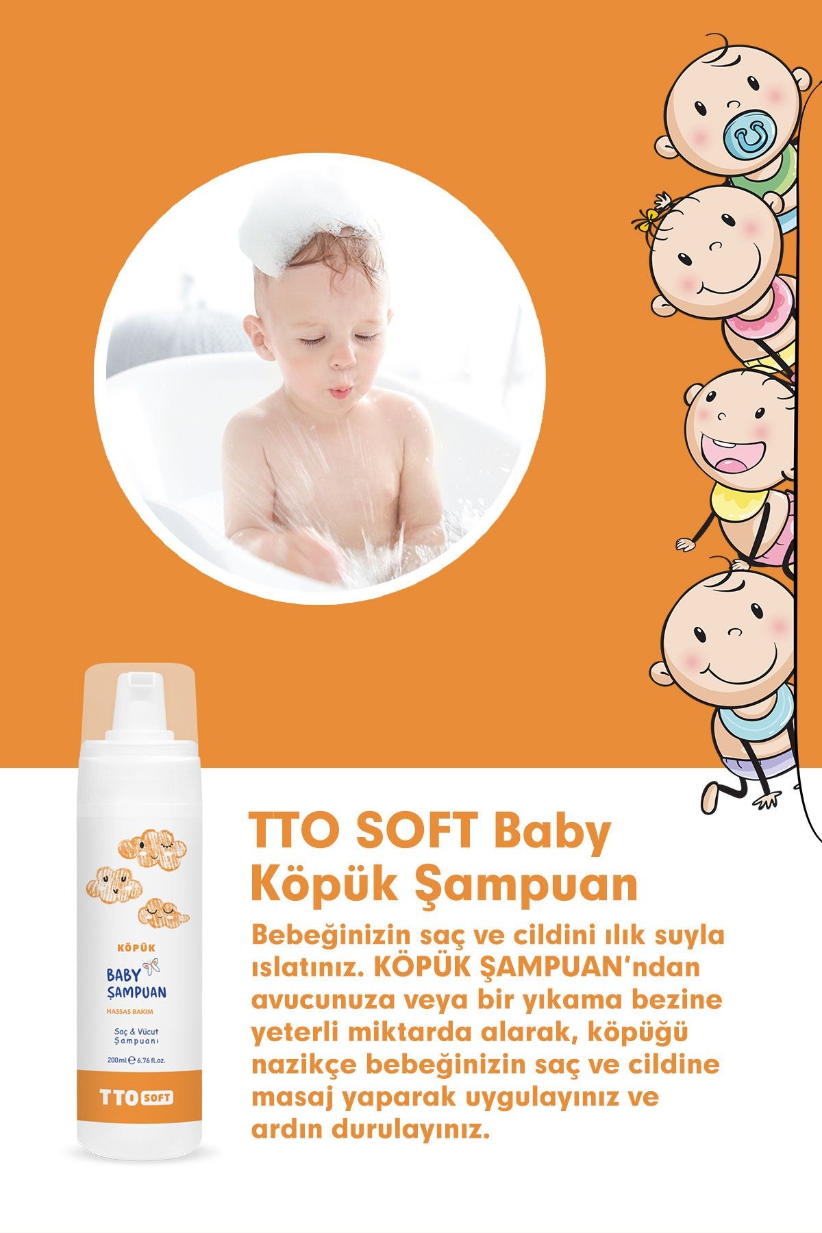 TTO Soft Bebek Köpük Şampuanı 200 ML