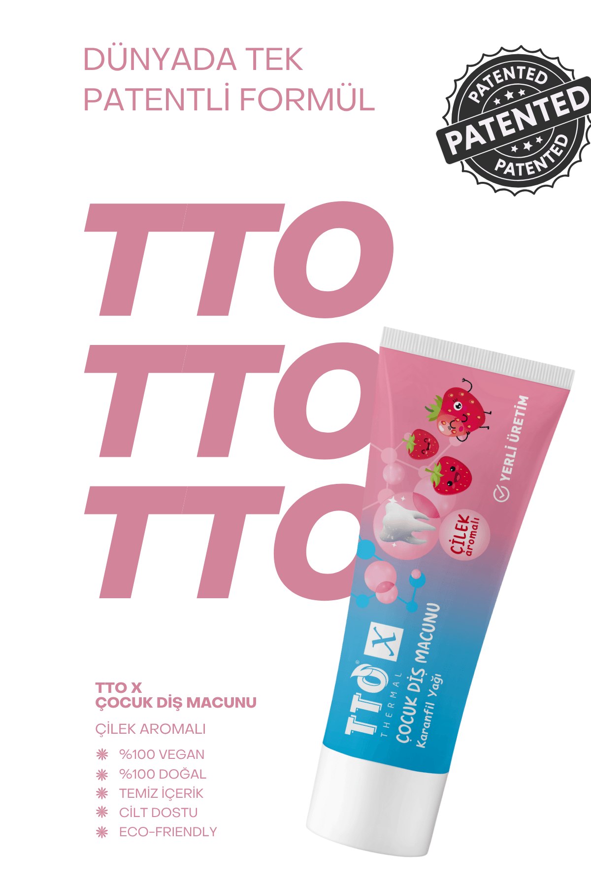 TTO-X Çocuk Diş Macunu Çilek Aromalı Karanfil Yağlı 50 ml